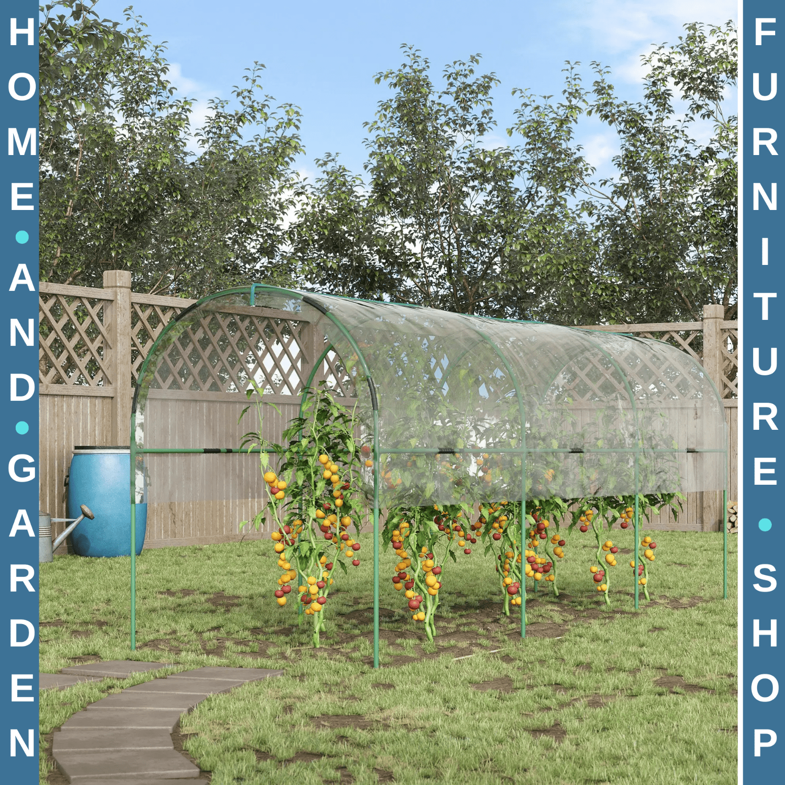 Greenhouse Tunnel with 4 Hoops, Guy Ropes, Pointed Bottom & Curved Top Clear - Home and Garden Furniture Shop - rustic - furniture