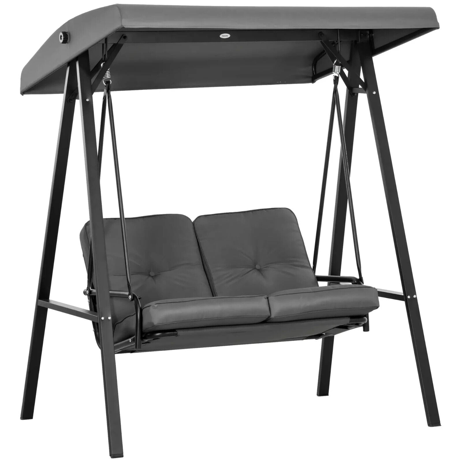 Grey 2 Seater Garden Outdoor Swing Chair Hammock Adjustable Canopy Patio Bench - Home and Garden Furniture Shop - #rustic - furniture#