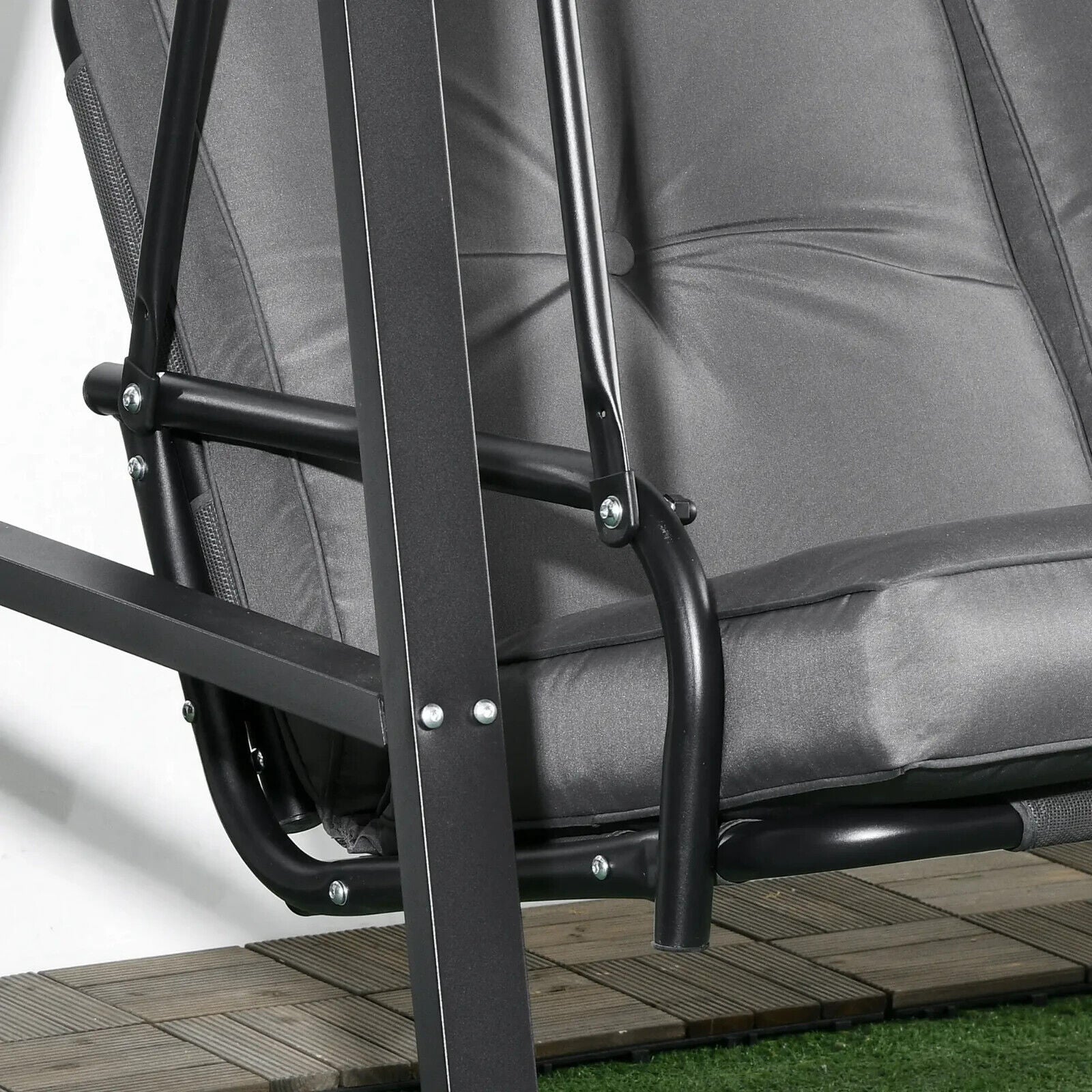 Grey 2 Seater Garden Outdoor Swing Chair Hammock Adjustable Canopy Patio Bench - Home and Garden Furniture Shop - #rustic - furniture#