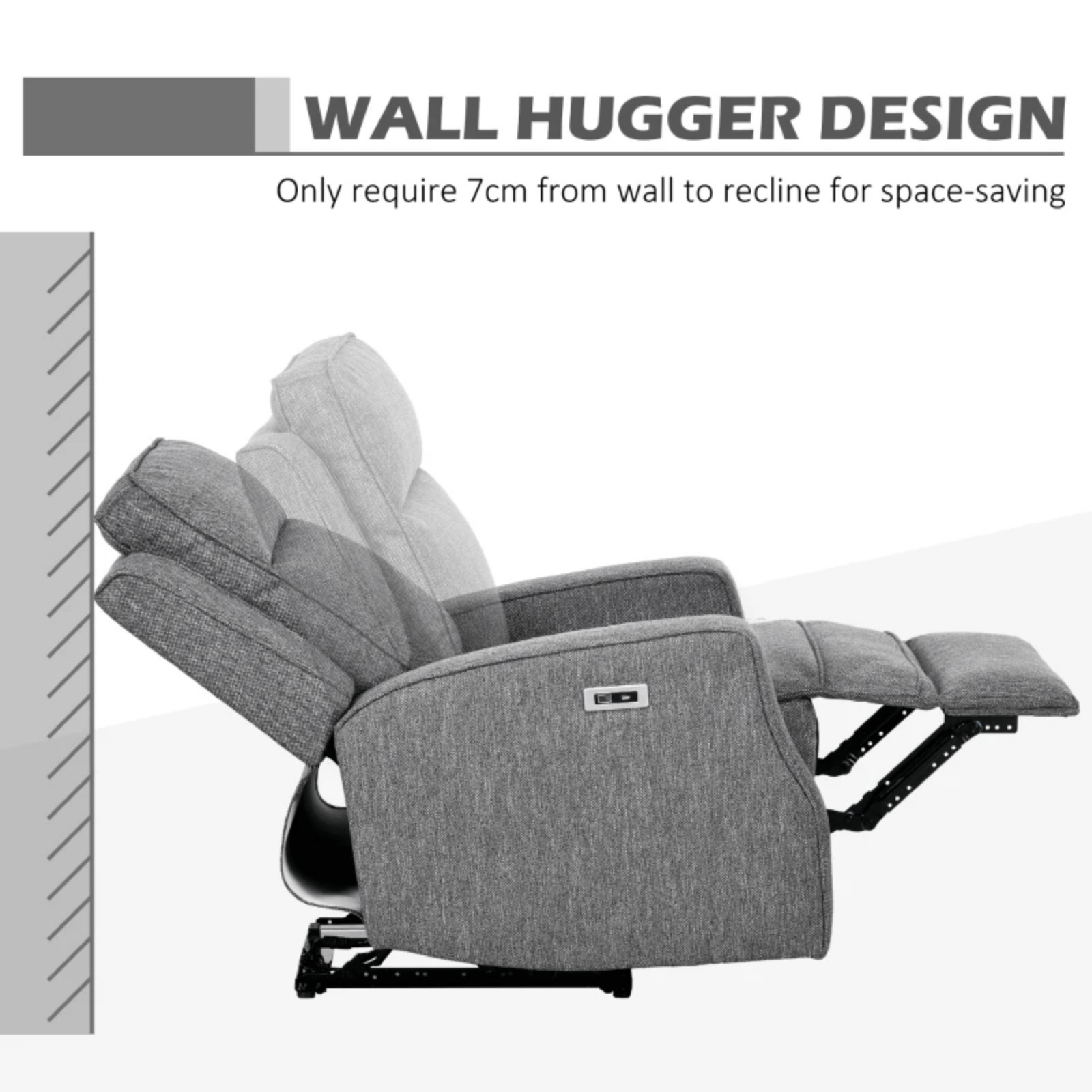 Grey Electric Armchair Fabric Recliner Chair USB Port Sofa Footrest Comfy Seat - Home and Garden Furniture Shop - rustic - furniture