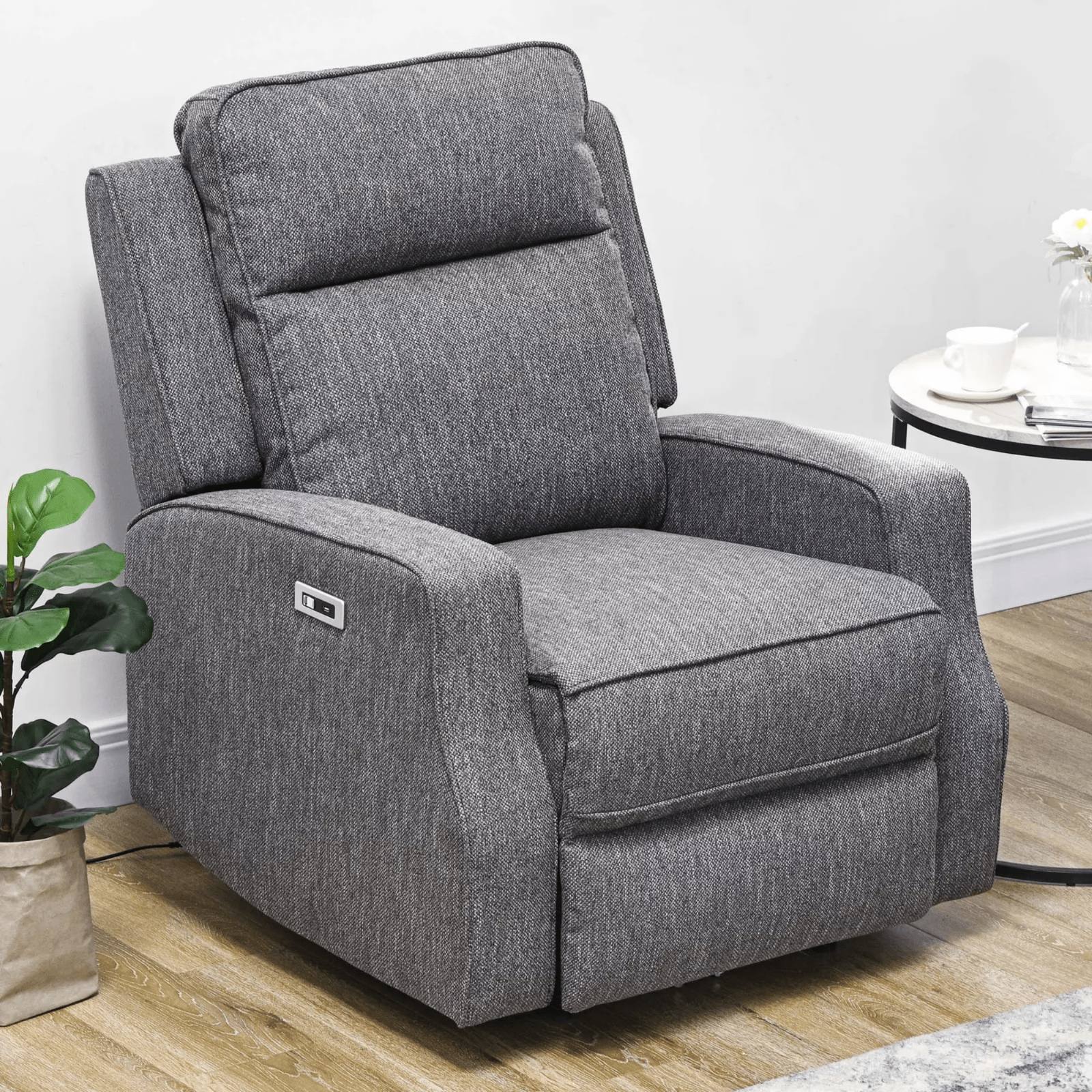 Grey Electric Armchair Fabric Recliner Chair USB Port Sofa Footrest Comfy Seat - Home and Garden Furniture Shop - rustic - furniture