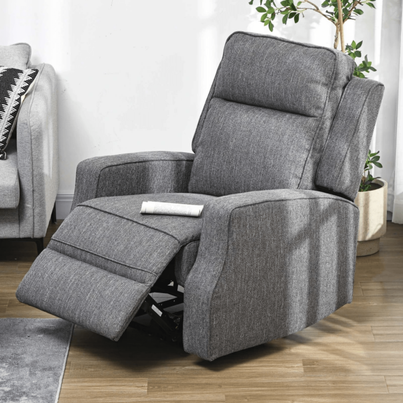 Grey Electric Armchair Fabric Recliner Chair USB Port Sofa Footrest Comfy Seat - Home and Garden Furniture Shop - rustic - furniture