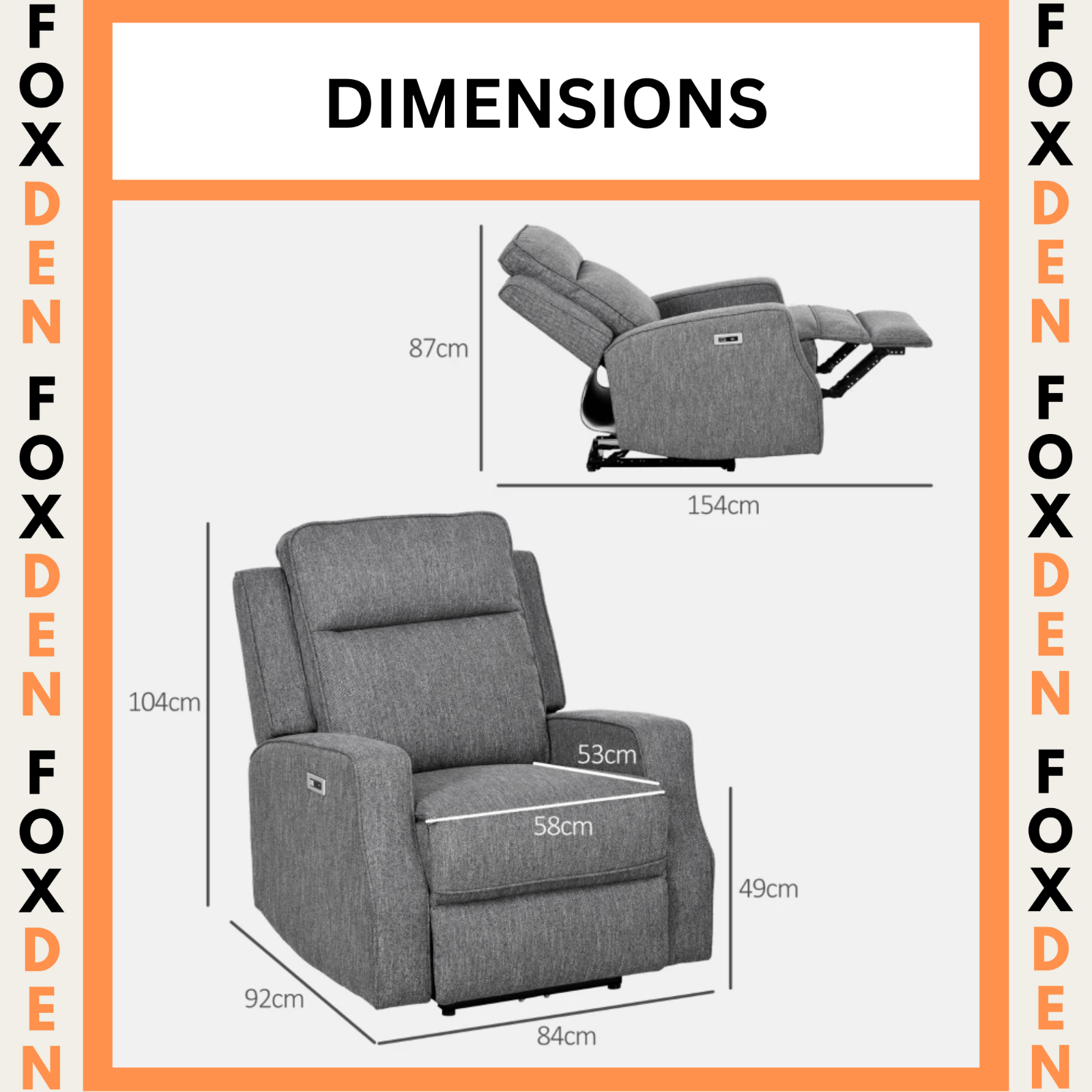 Grey Electric Armchair Fabric Recliner Chair USB Port Sofa Footrest Comfy Seat - Home and Garden Furniture Shop - #rustic - furniture#