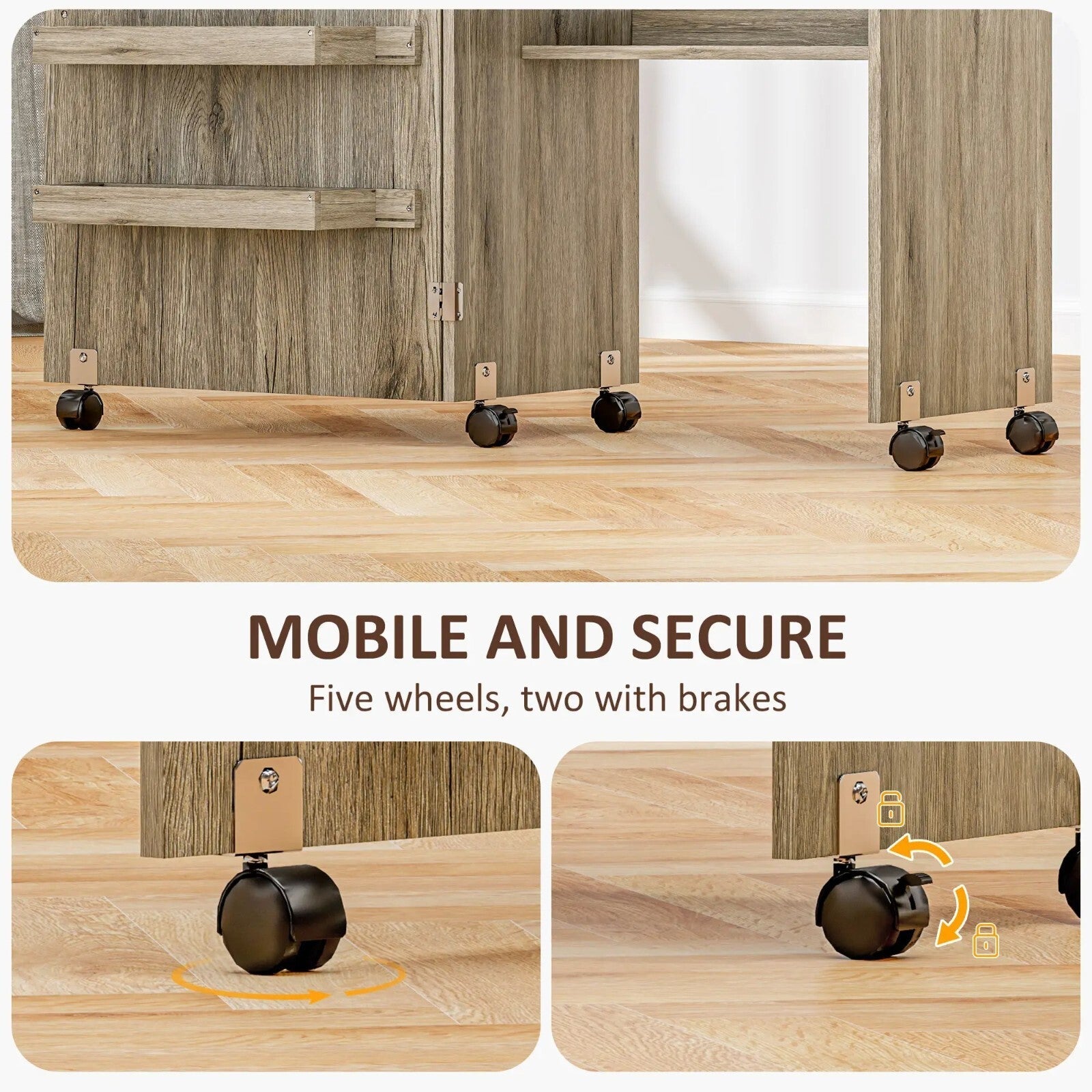 Grey Folding Sewing Table Drop Leaf Rolling Craft Desk with Wheels Space Saving - Home and Garden Furniture Shop - rustic - furniture