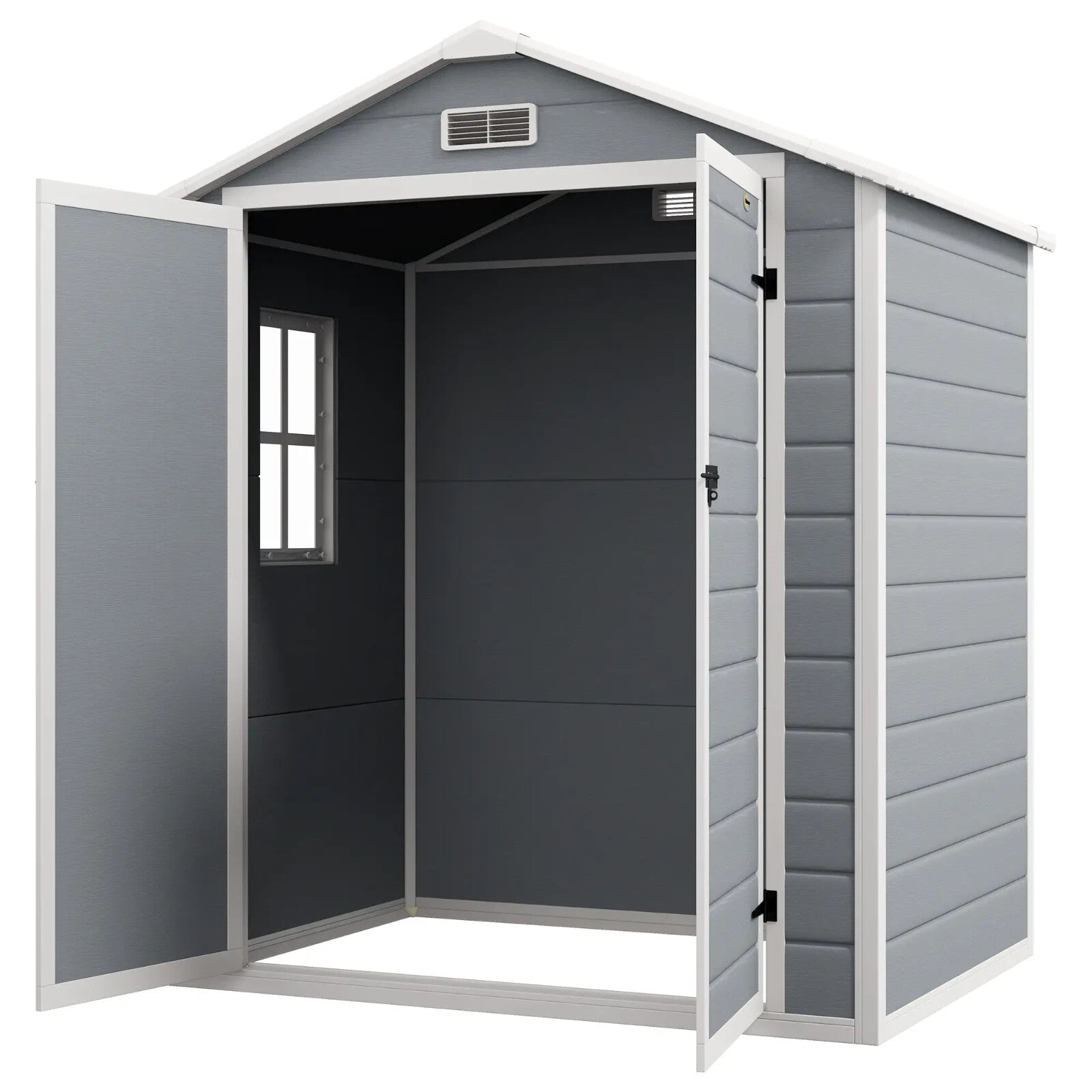 Grey Garden Shed 6 x 4.5ft Plastic Tool Storage House w/ Lockable Double Doors - Home and Garden Furniture Shop - rustic - furniture