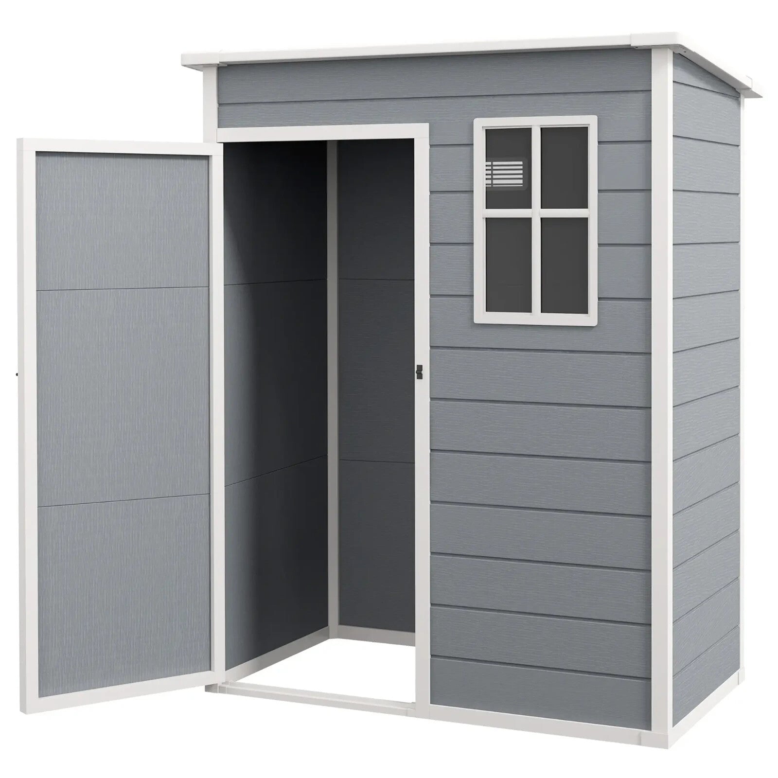 Grey Garden Storage Shed with Lockable Door Window 5x3ft Utility Tool Cabinet - Home and Garden Furniture Shop - rustic - furniture