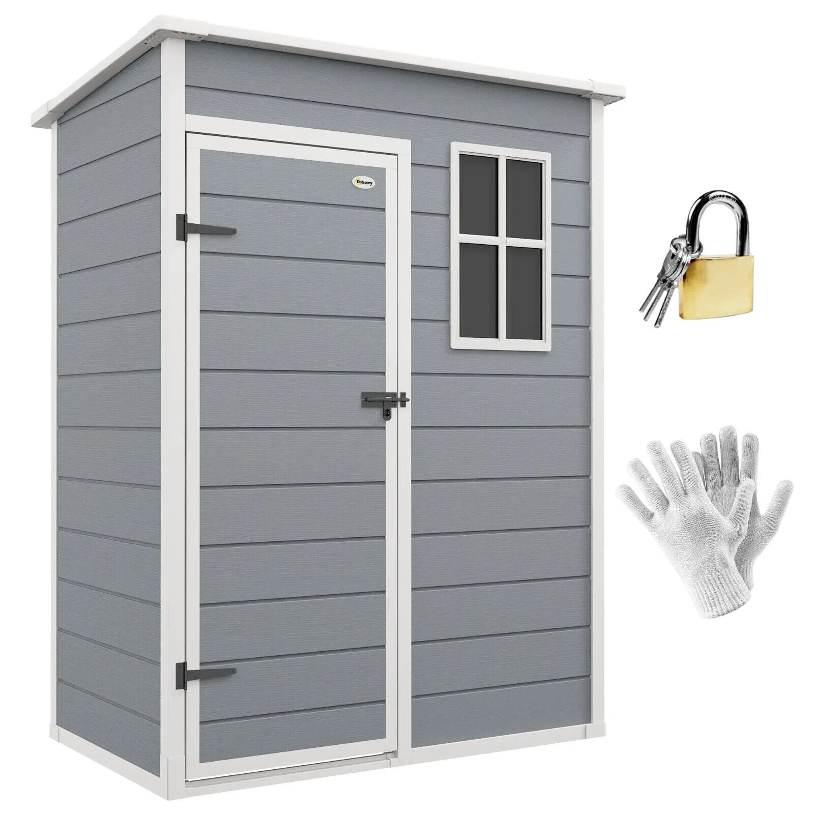 Grey Garden Storage Shed with Lockable Door Window 5x3ft Utility Tool Cabinet - Home and Garden Furniture Shop - #rustic - furniture#