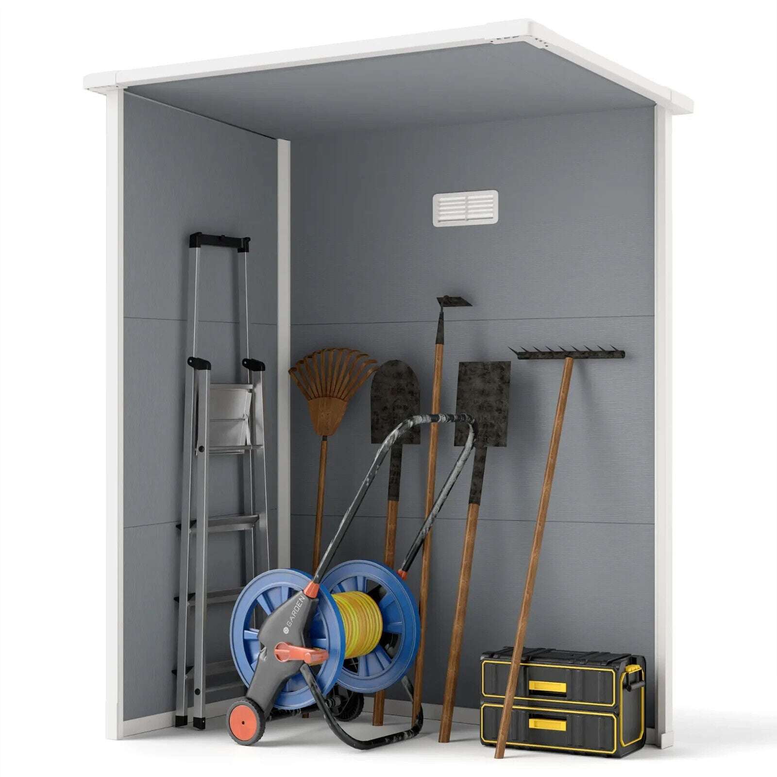 Grey Garden Storage Shed with Lockable Door Window 5x3ft Utility Tool Cabinet - Home and Garden Furniture Shop - #rustic - furniture#