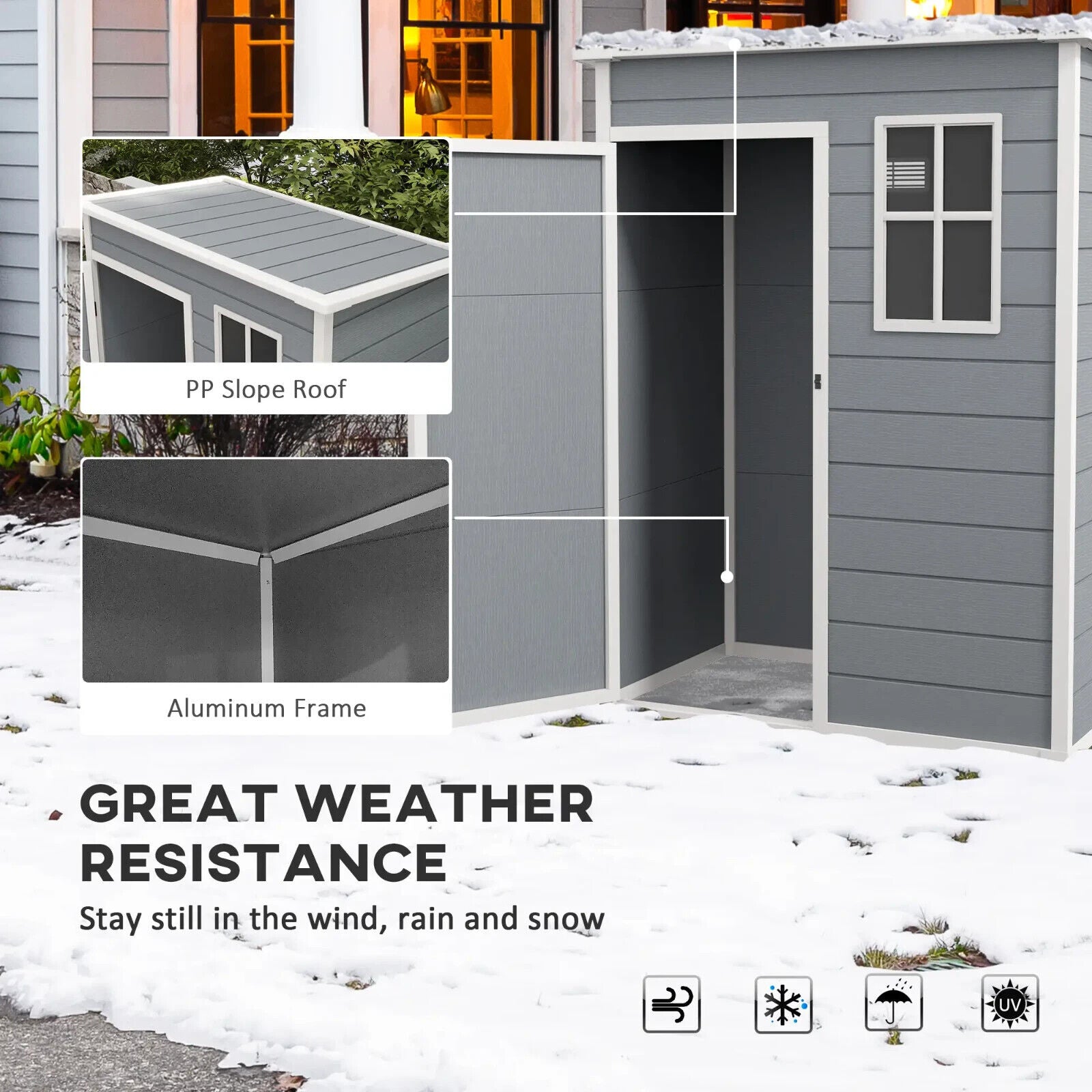 Grey Garden Storage Shed with Lockable Door Window 5x3ft Utility Tool Cabinet - Home and Garden Furniture Shop - #rustic - furniture#