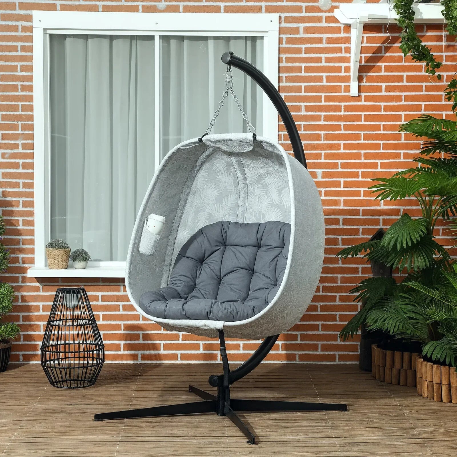 Grey Hanging Egg Chair Outdoor Indoor Swing Chair Conservatory Garden Furniture - Home and Garden Furniture Shop - rustic - furniture