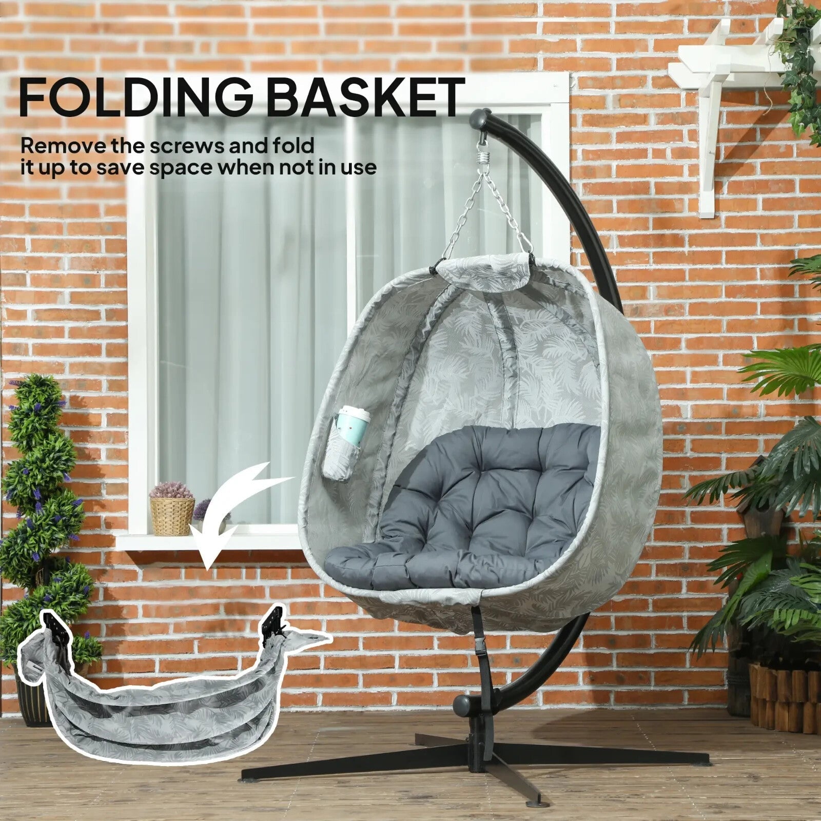 Grey Hanging Egg Chair Outdoor Indoor Swing Chair Conservatory Garden Furniture - Home and Garden Furniture Shop - rustic - furniture