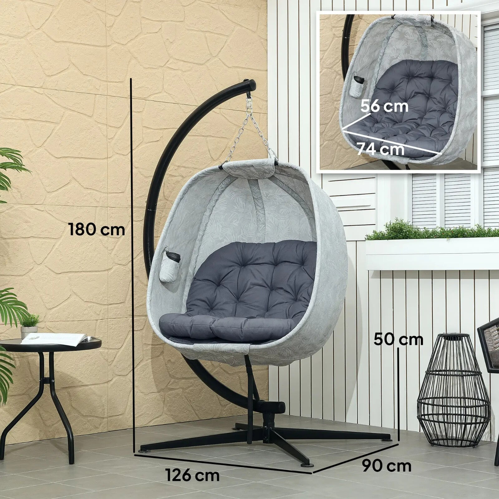 Grey Hanging Egg Chair Outdoor Indoor Swing Chair Conservatory Garden Furniture - Home and Garden Furniture Shop - rustic - furniture