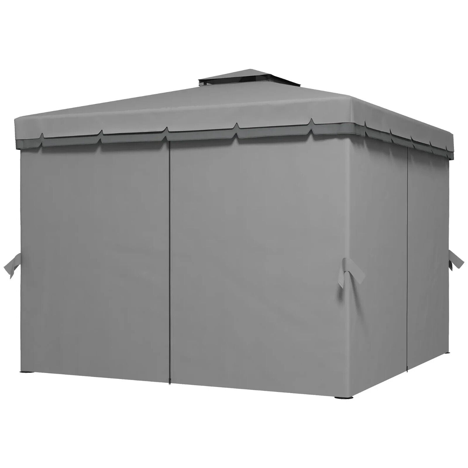 Grey Heavy Duty 3 x 3m Patio Gazebo Garden Shelter Mosquito Netting Double Roof - Home and Garden Furniture Shop - #rustic - furniture#