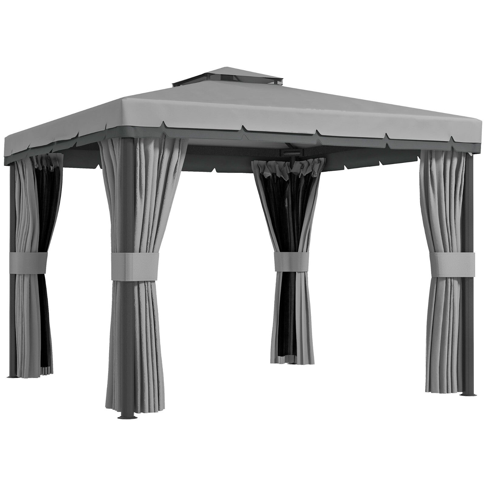 Grey Heavy Duty 3 x 3m Patio Gazebo Garden Shelter Mosquito Netting Double Roof - Home and Garden Furniture Shop - rustic - furniture