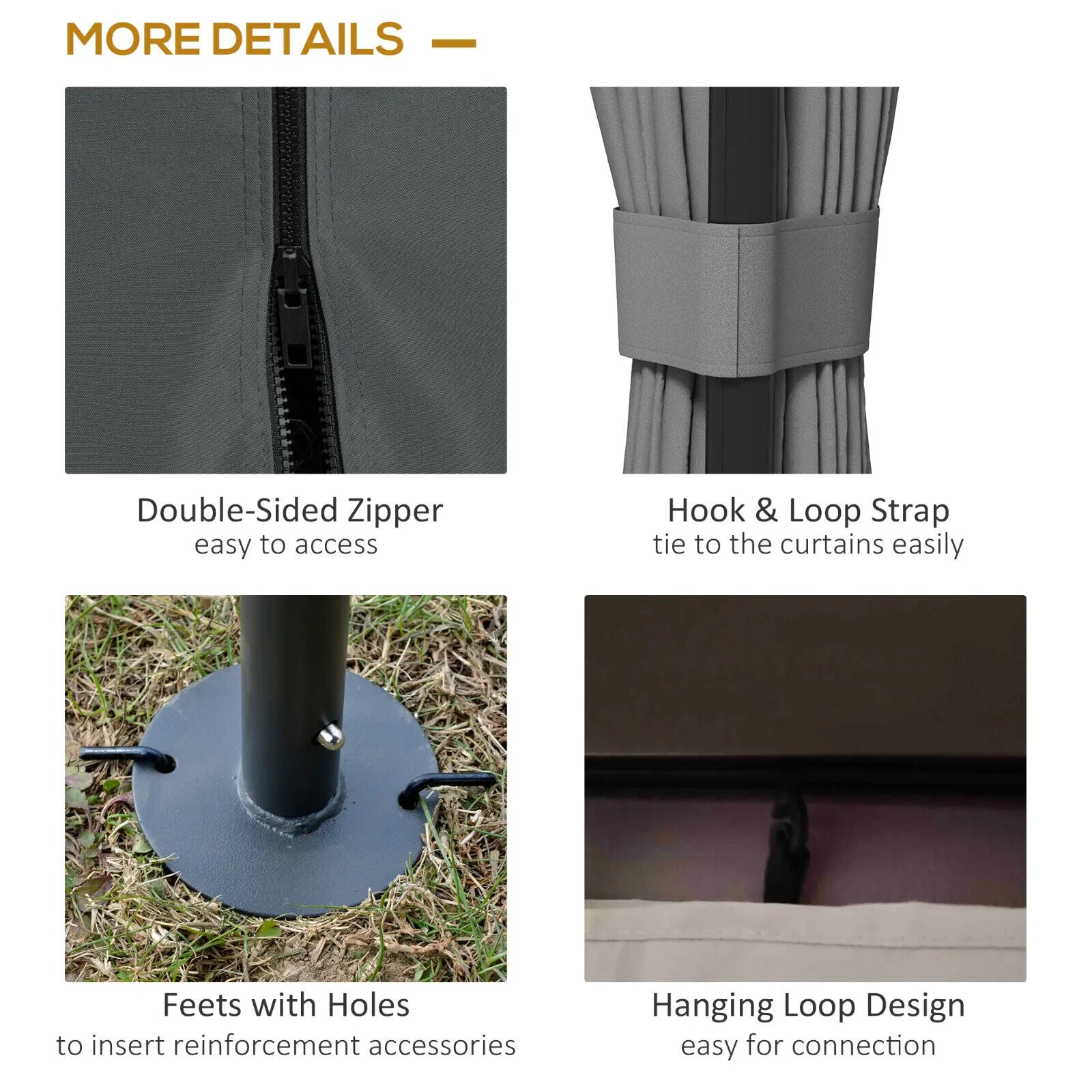Grey Heavy Duty 3 x 3m Patio Gazebo Garden Shelter Mosquito Netting Double Roof - Home and Garden Furniture Shop - #rustic - furniture#