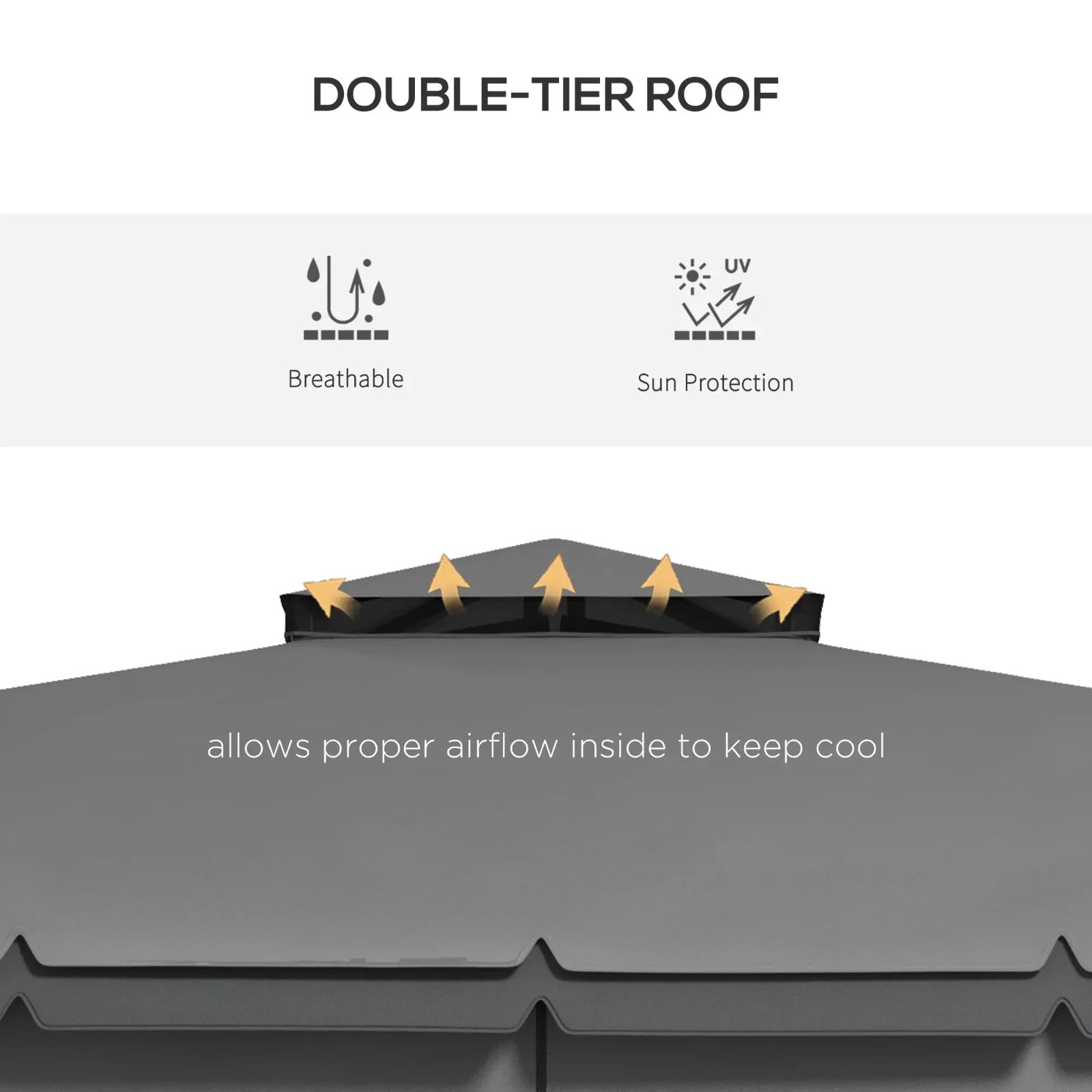 Grey Heavy Duty 3 x 3m Patio Gazebo Garden Shelter Mosquito Netting Double Roof - Home and Garden Furniture Shop - rustic - furniture