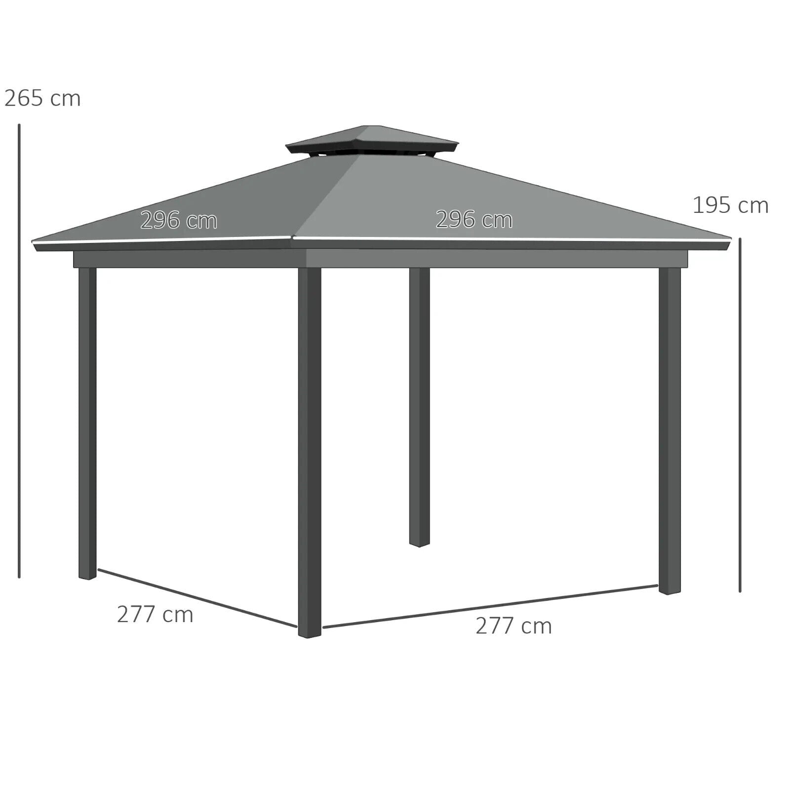 Grey Heavy Duty 3 x 3m Patio Gazebo Garden Shelter Mosquito Netting Double Roof - Home and Garden Furniture Shop - #rustic - furniture#