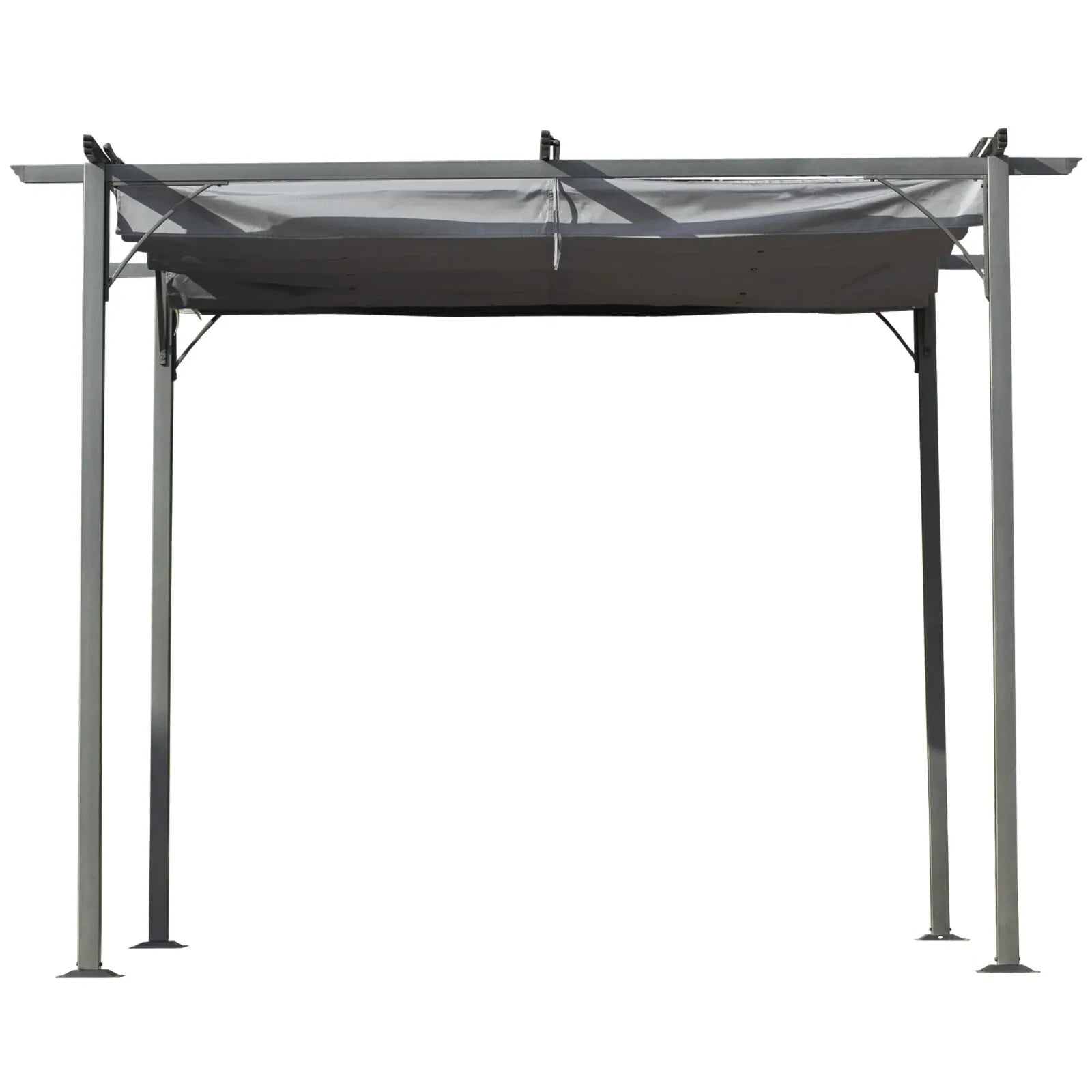 Grey Metal Pergola Gazebo Retractable Canopy Roof Heavy Duty 3 x 3m Garden Shade - Home and Garden Furniture Shop - rustic - furniture