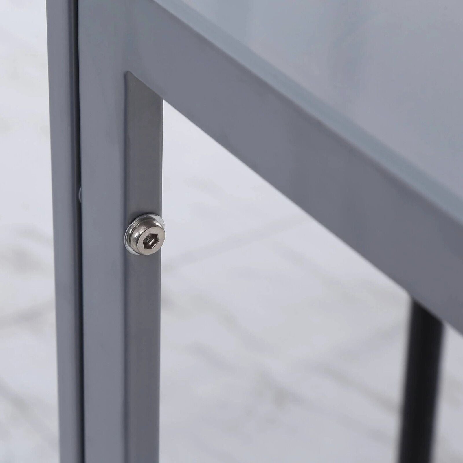 Grey Modern Square Dining Table with Tempered Glass Top Metal Legs Kitchen Table - Home and Garden Furniture Shop - rustic - furniture