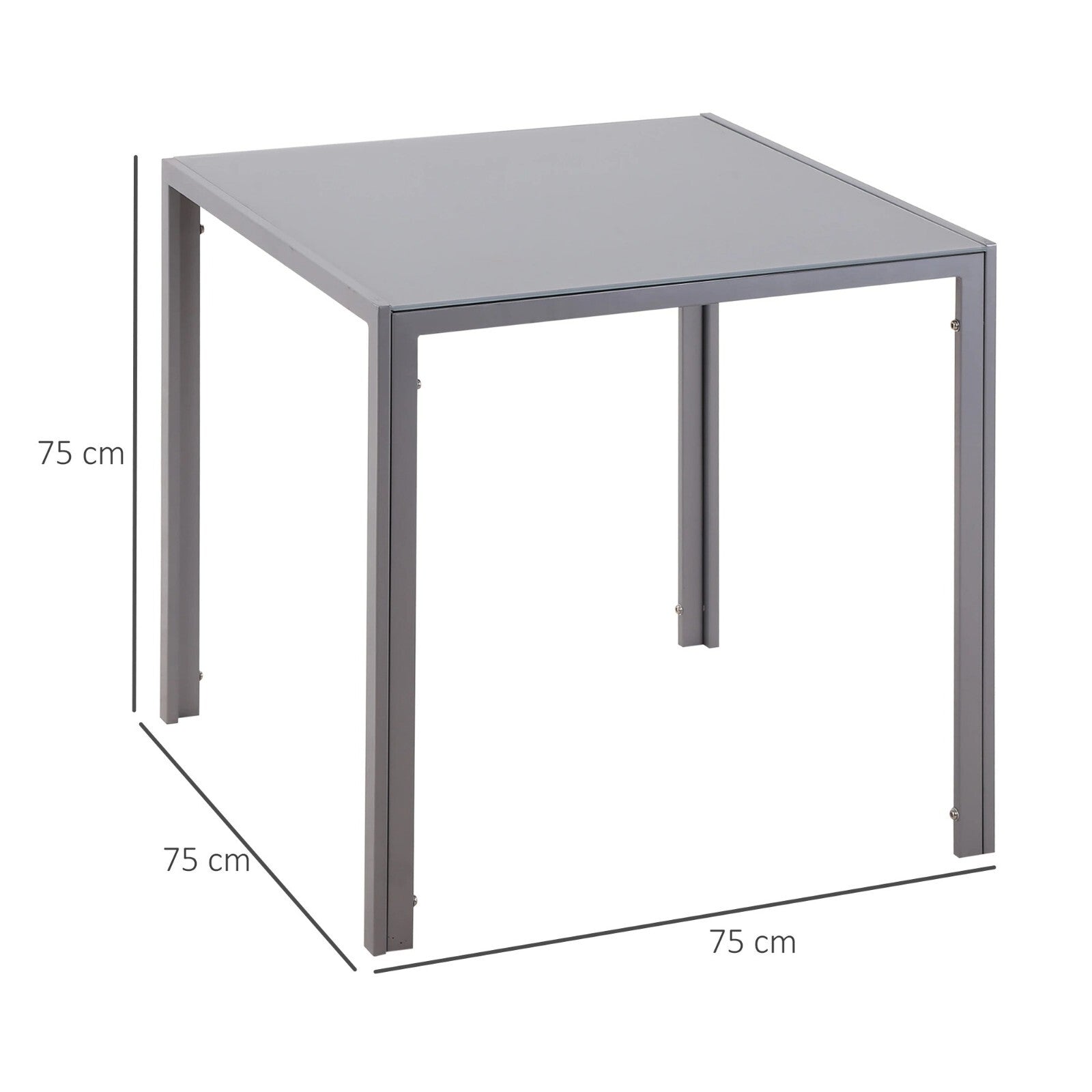 Grey Modern Square Dining Table with Tempered Glass Top Metal Legs Kitchen Table - Home and Garden Furniture Shop - rustic - furniture