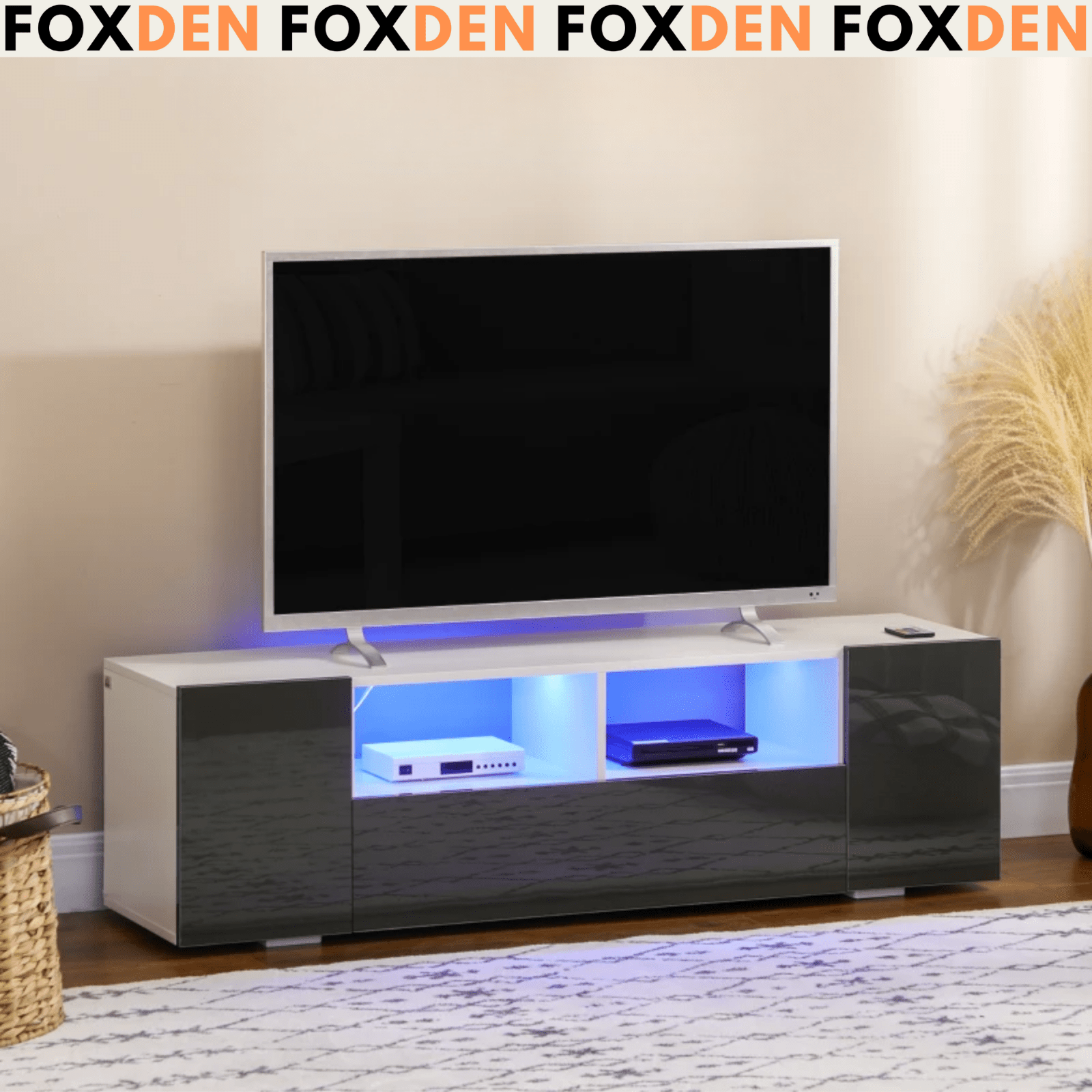 Grey TV Unit Cabinet LED TVs for 60" TV Stand Storage Media Centre Doors Shelves - Home and Garden Furniture Shop - rustic - furniture