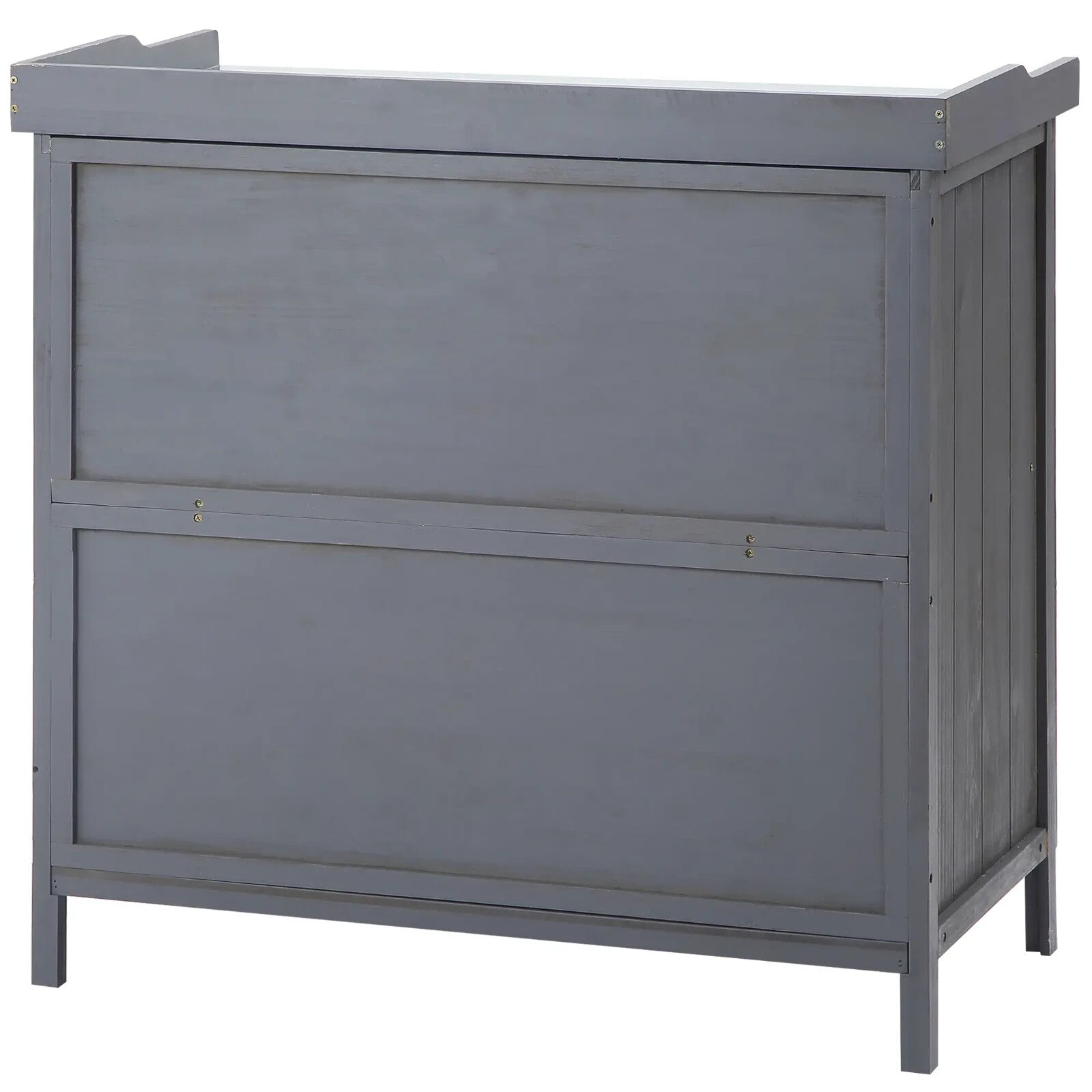 Grey Wooden Garden Storage Cabinet Potting Bench Table with Galvanized Top Shelf - Home and Garden Furniture Shop - rustic - furniture