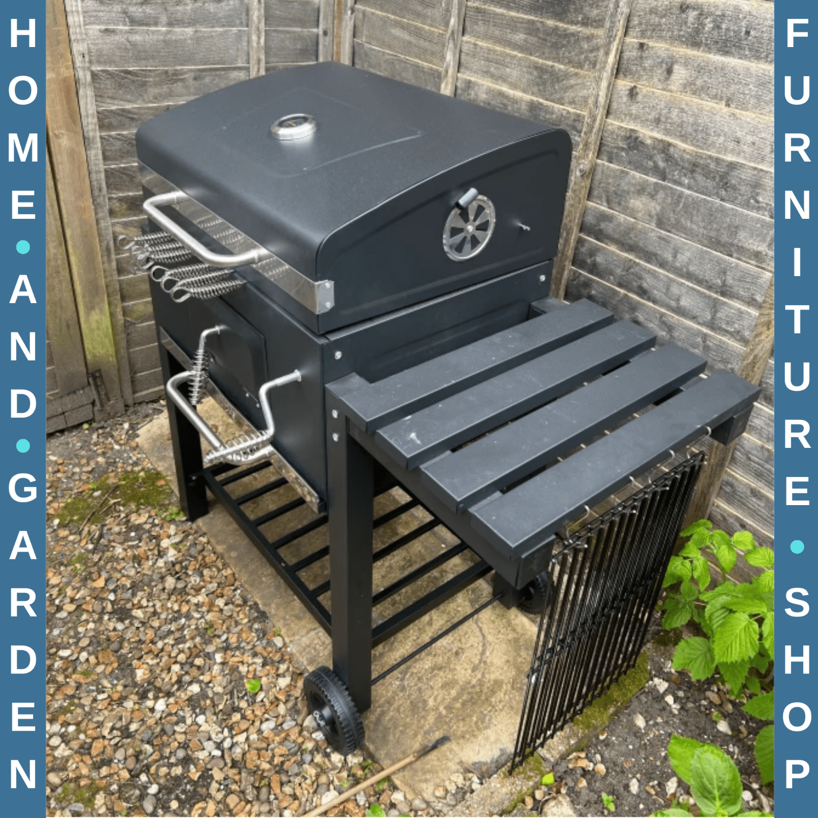 Grill BBQ Trolley with Side Table & Height Adjustable Charcoal Pan Deep Grey - Home and Garden Furniture Shop - rustic - furniture
