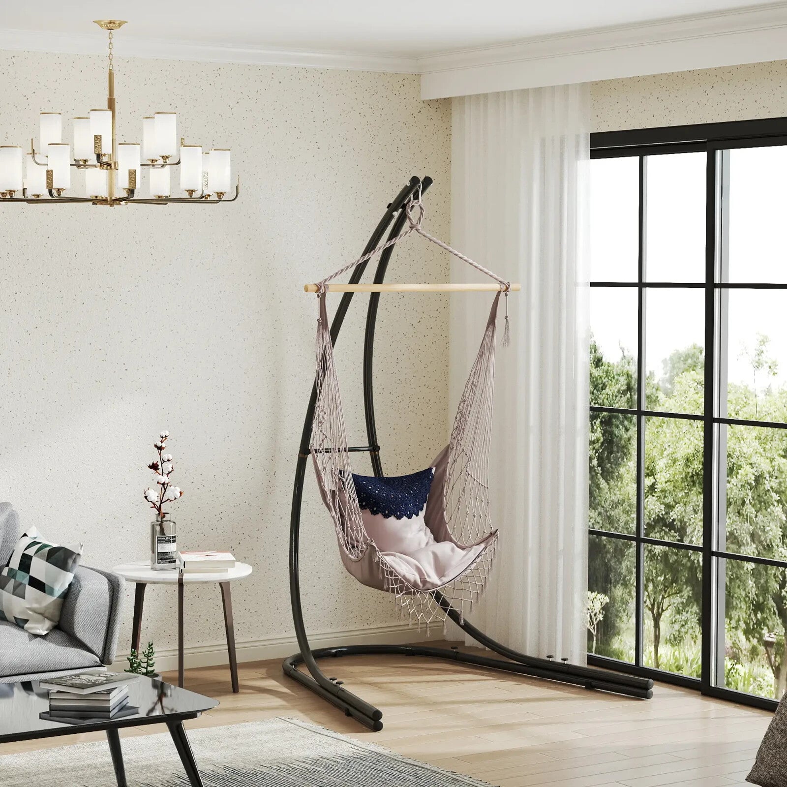 Hammock Chair Stand Heavy Duty Metal Frame for Outdoor Garden Hanging Swing Seat - Home and Garden Furniture Shop - rustic - furniture