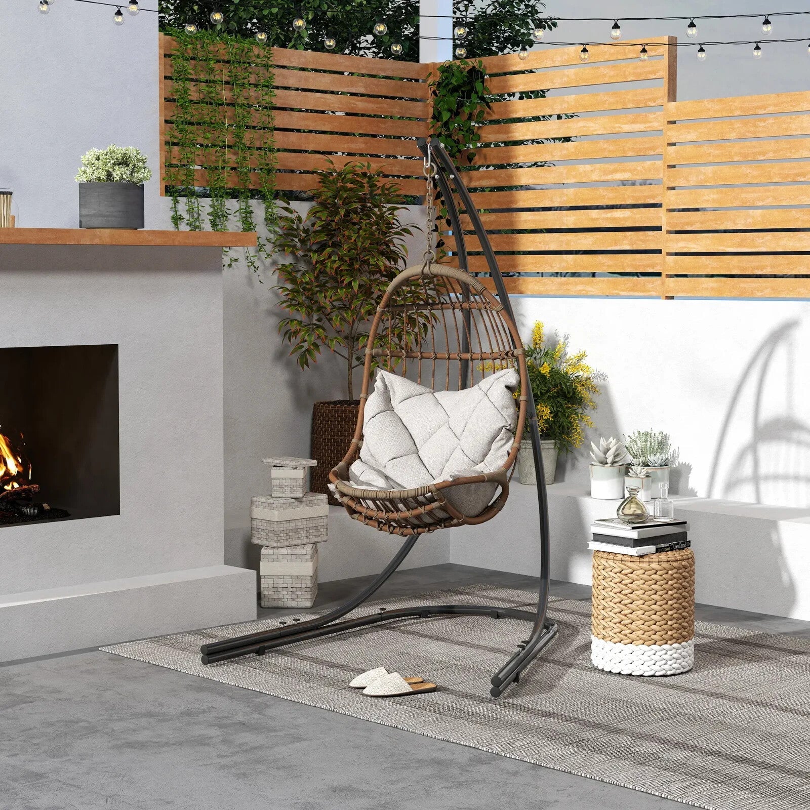 Hammock Chair Stand Heavy Duty Metal Frame for Outdoor Garden Hanging Swing Seat - Home and Garden Furniture Shop - rustic - furniture