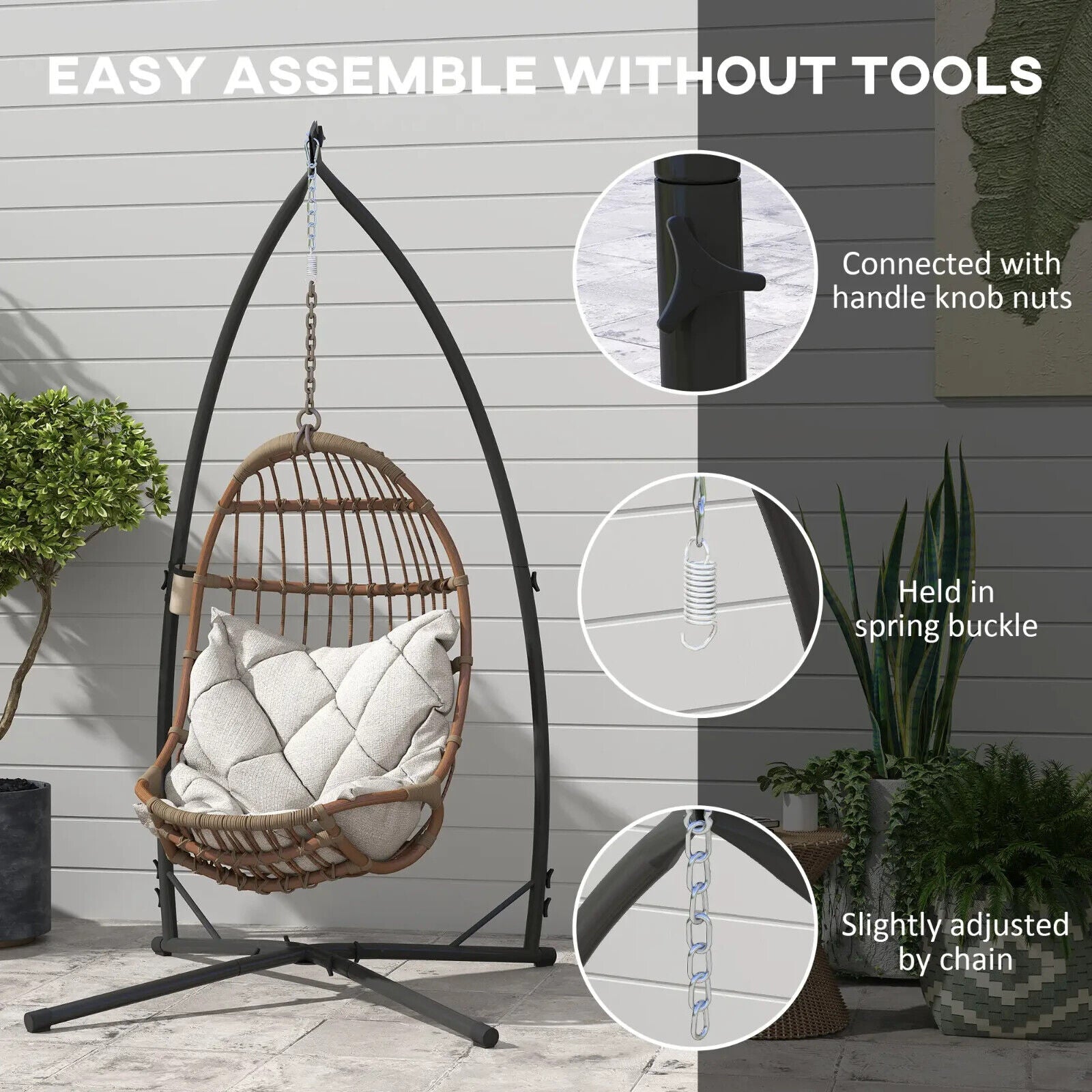 Hammock Chair Stand Heavy Duty Steel Frame w/ X Shape Base for Garden Egg Swing - Home and Garden Furniture Shop - #rustic - furniture#