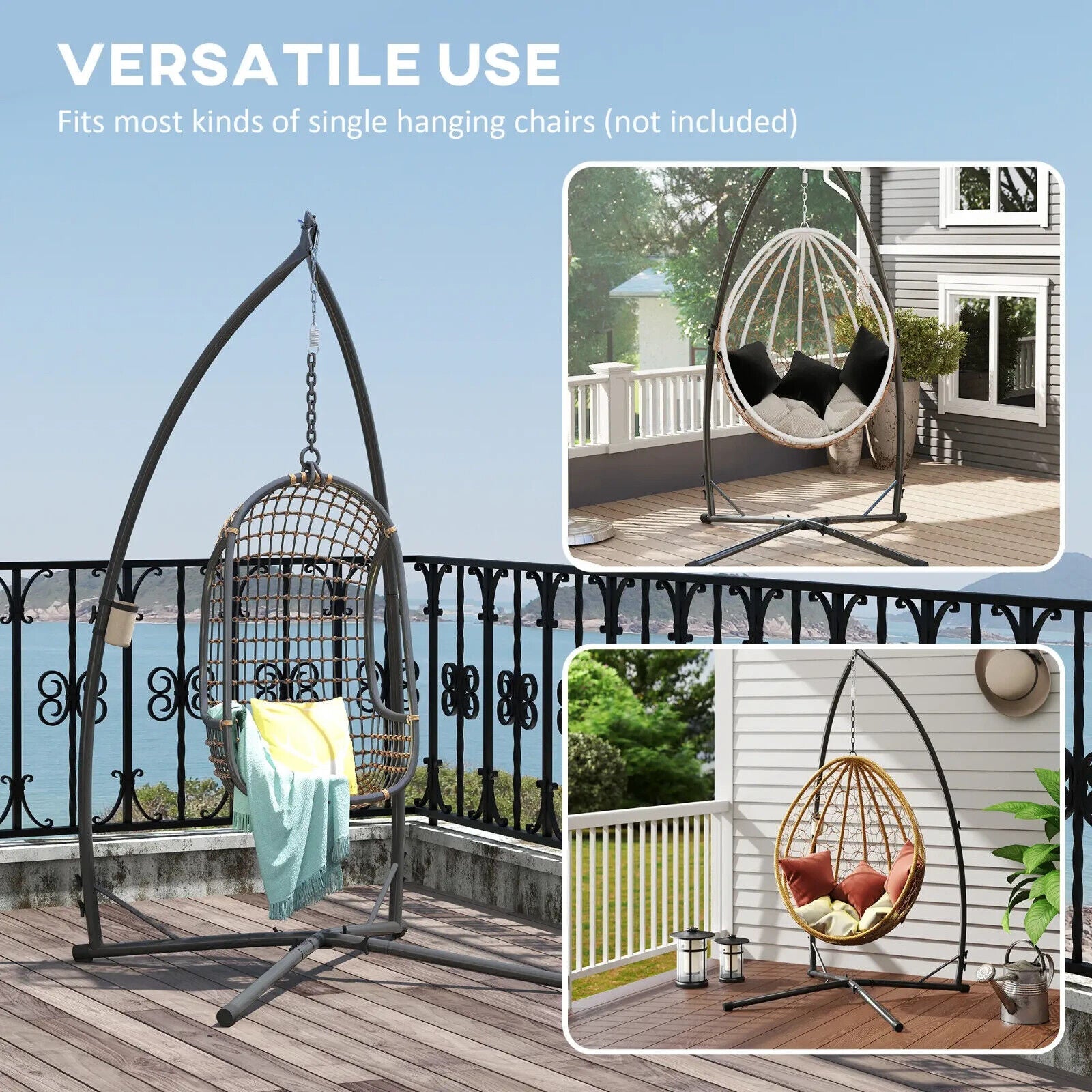 Hammock Chair Stand Heavy Duty Steel Frame w/ X Shape Base for Garden Egg Swing - Home and Garden Furniture Shop - #rustic - furniture#
