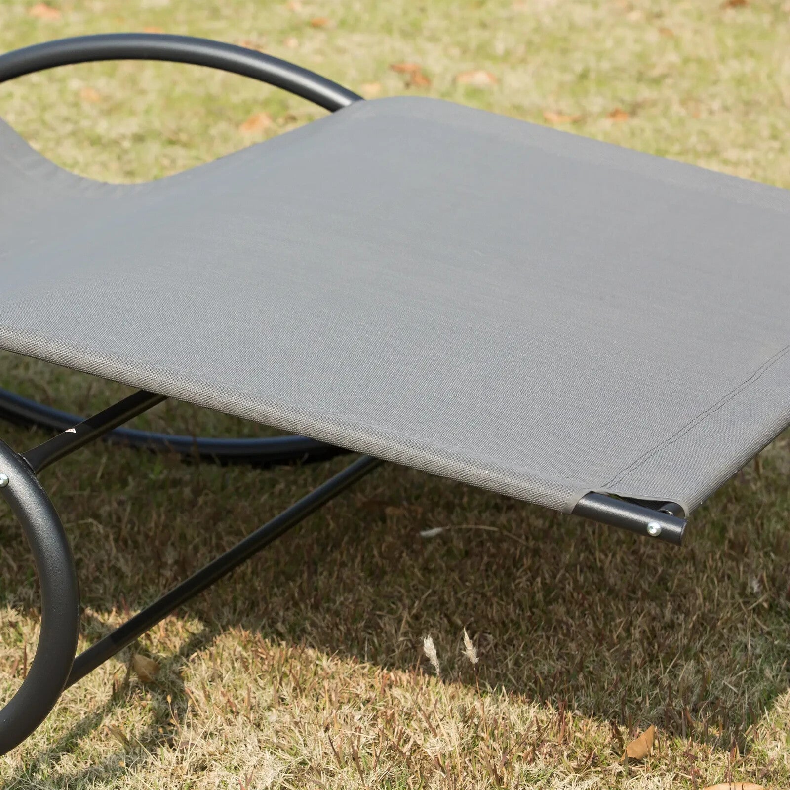 Hammock Chair Sun Bed Rocking Seat with Metal Frame and Pillow for Garden Grey - Home and Garden Furniture Shop - rustic - furniture