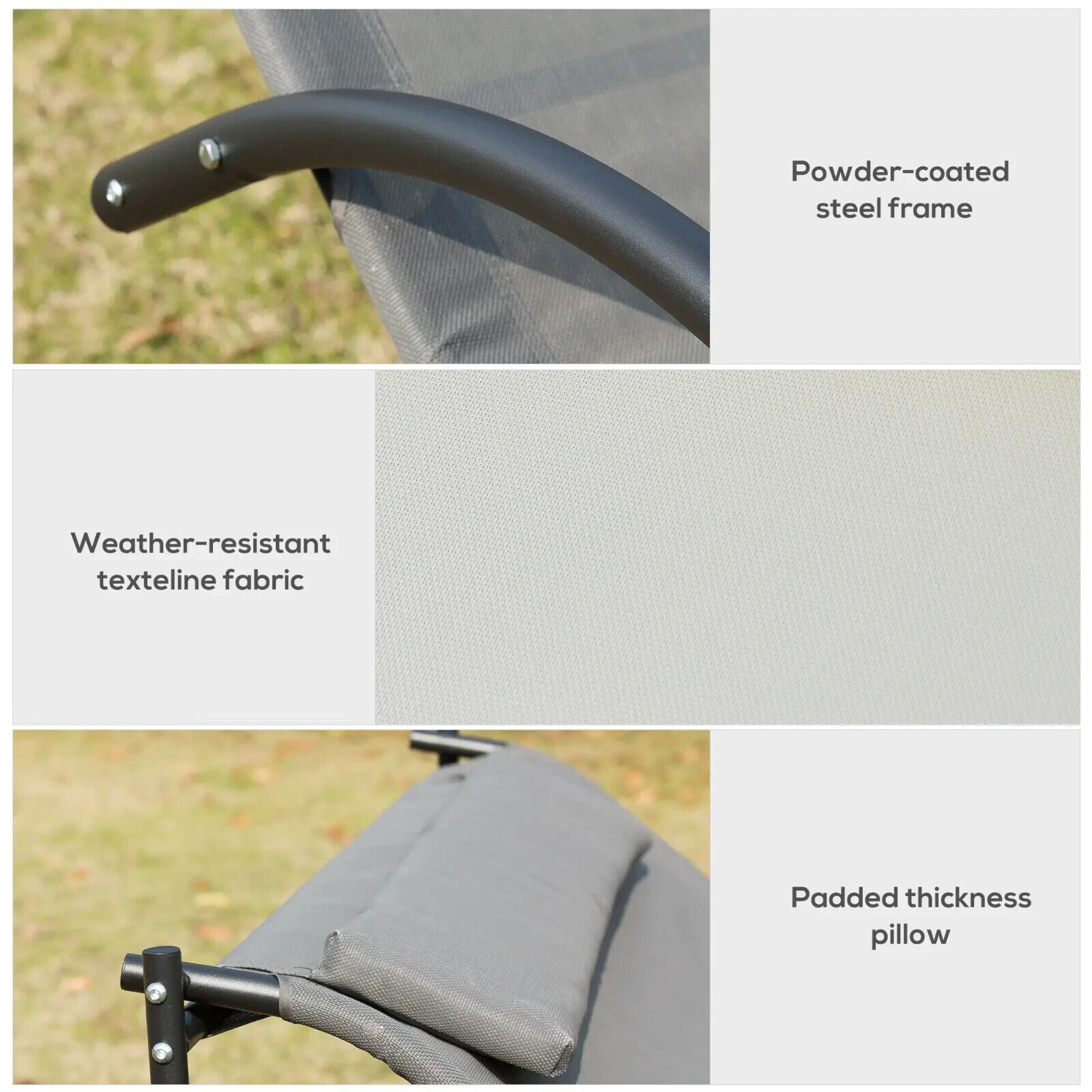 Hammock Chair Sun Bed Rocking Seat with Metal Frame and Pillow for Garden Grey - Home and Garden Furniture Shop - #rustic - furniture#