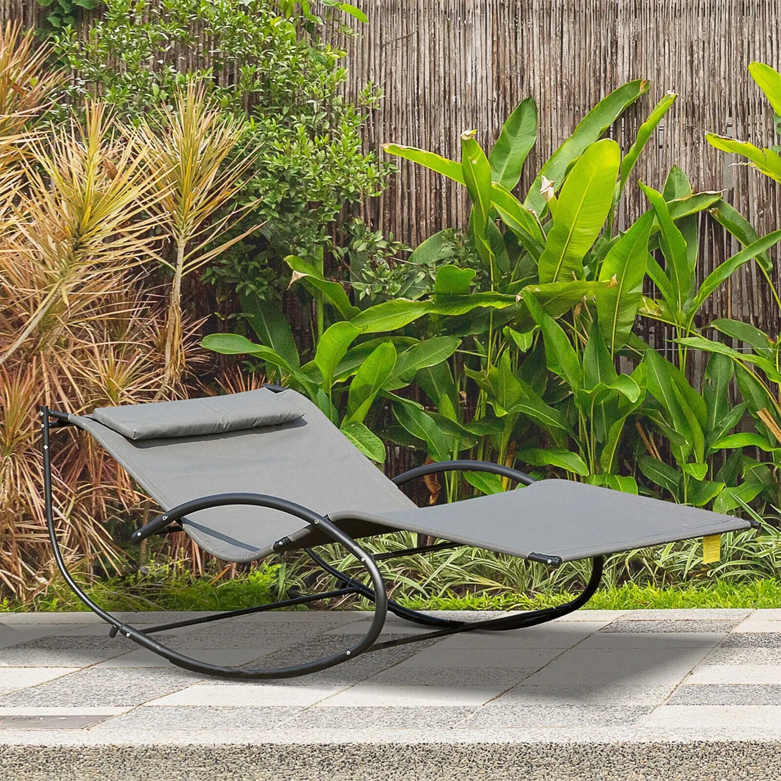 Hammock Chair Sun Bed Rocking Seat with Metal Frame and Pillow for Garden Grey - Home and Garden Furniture Shop - #rustic - furniture#