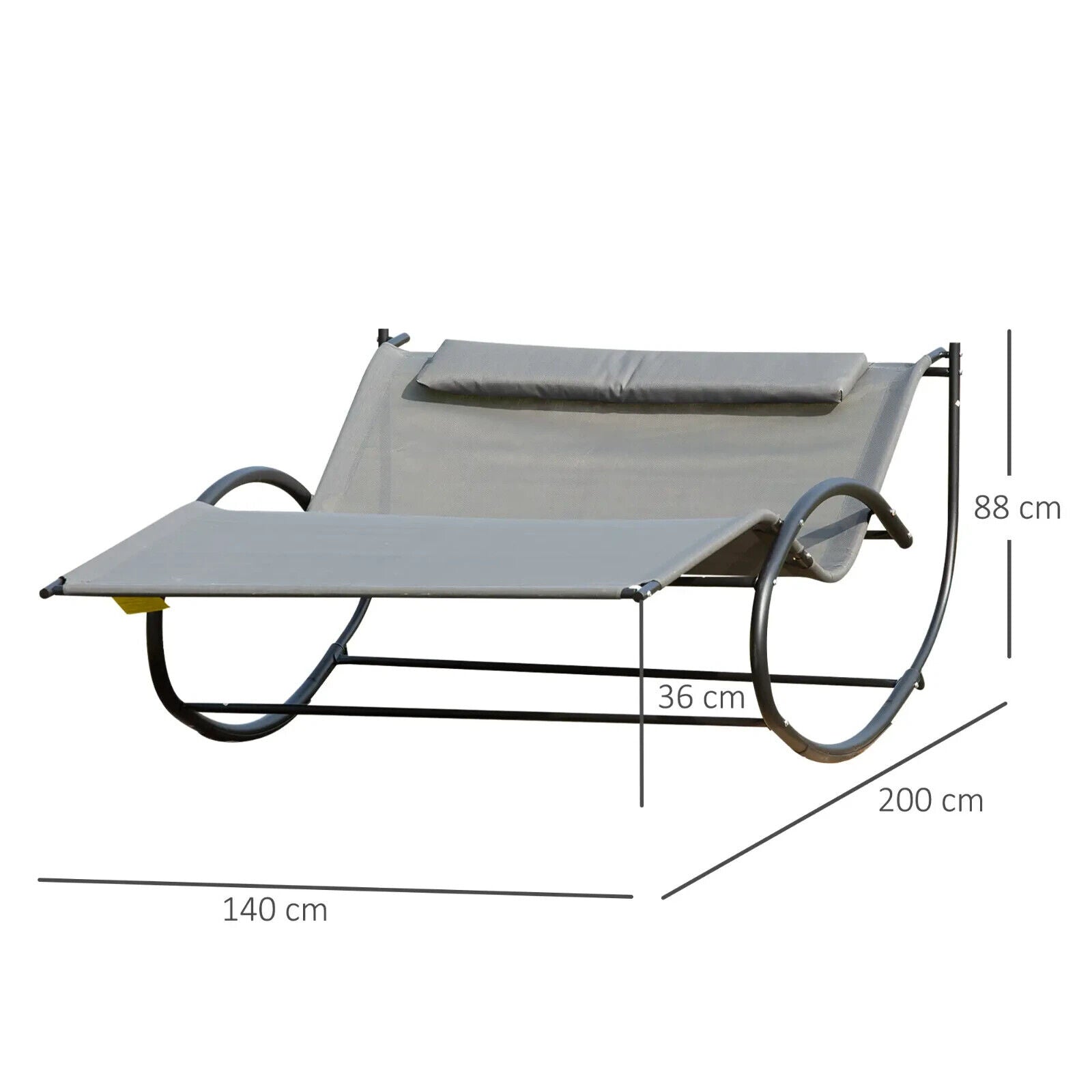 Hammock Chair Sun Bed Rocking Seat with Metal Frame and Pillow for Garden Grey - Home and Garden Furniture Shop - #rustic - furniture#