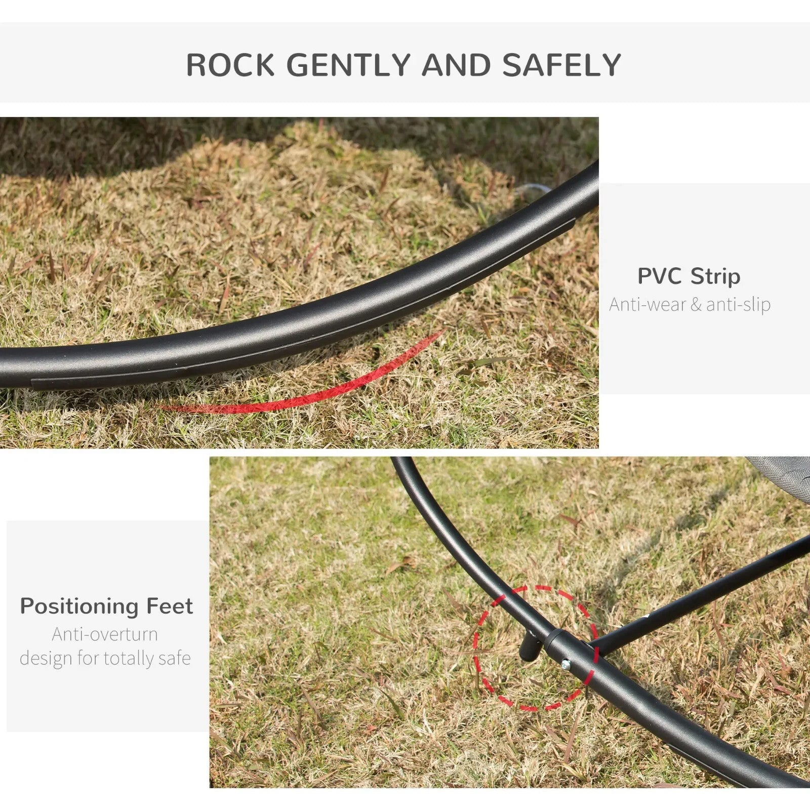 Hammock Chair Sun Bed Rocking Seat with Metal Frame and Pillow for Garden Grey - Home and Garden Furniture Shop - rustic - furniture