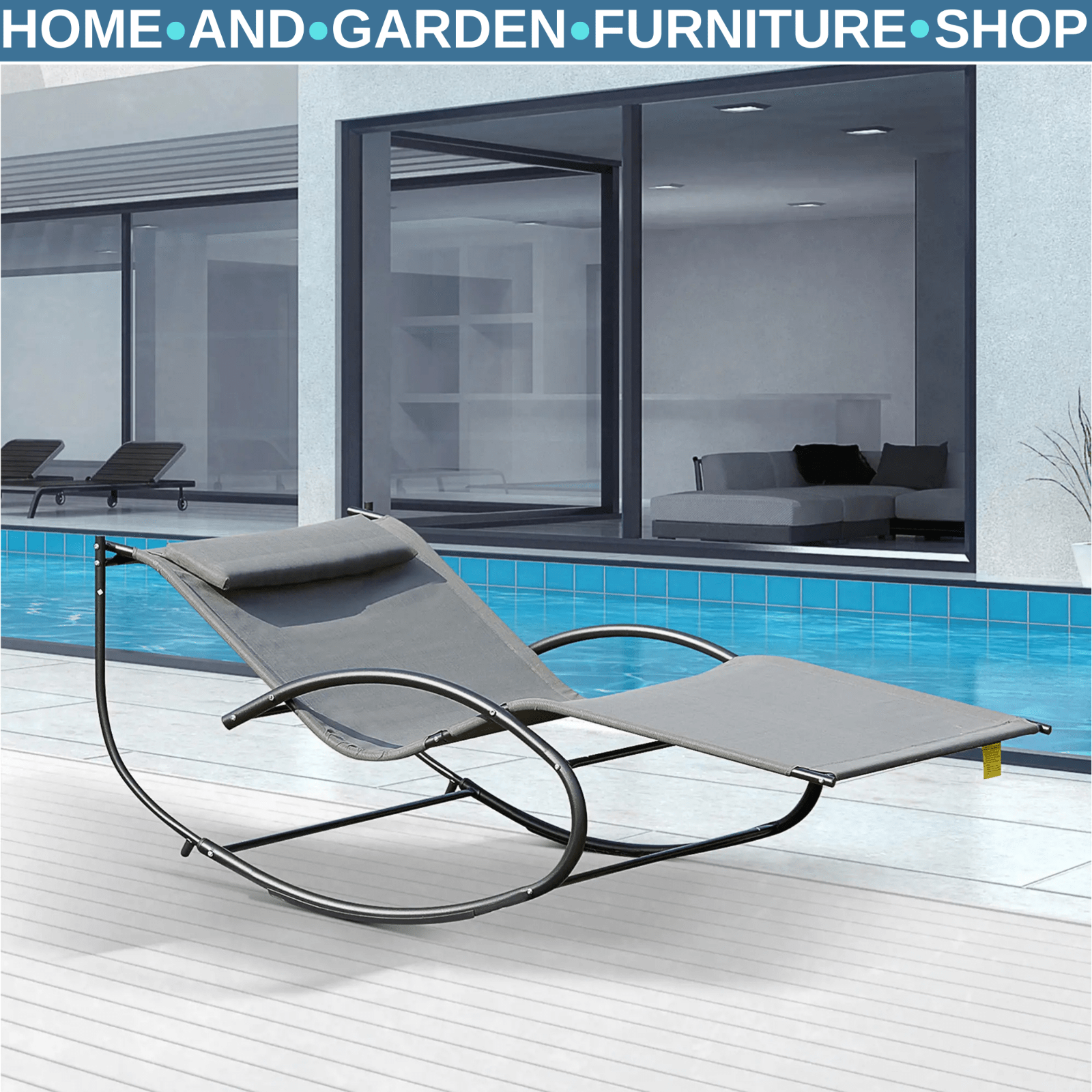 Hammock Chair Sun Bed Rocking Seat with Metal Frame and Pillow for Garden Grey - Home and Garden Furniture Shop - rustic - furniture