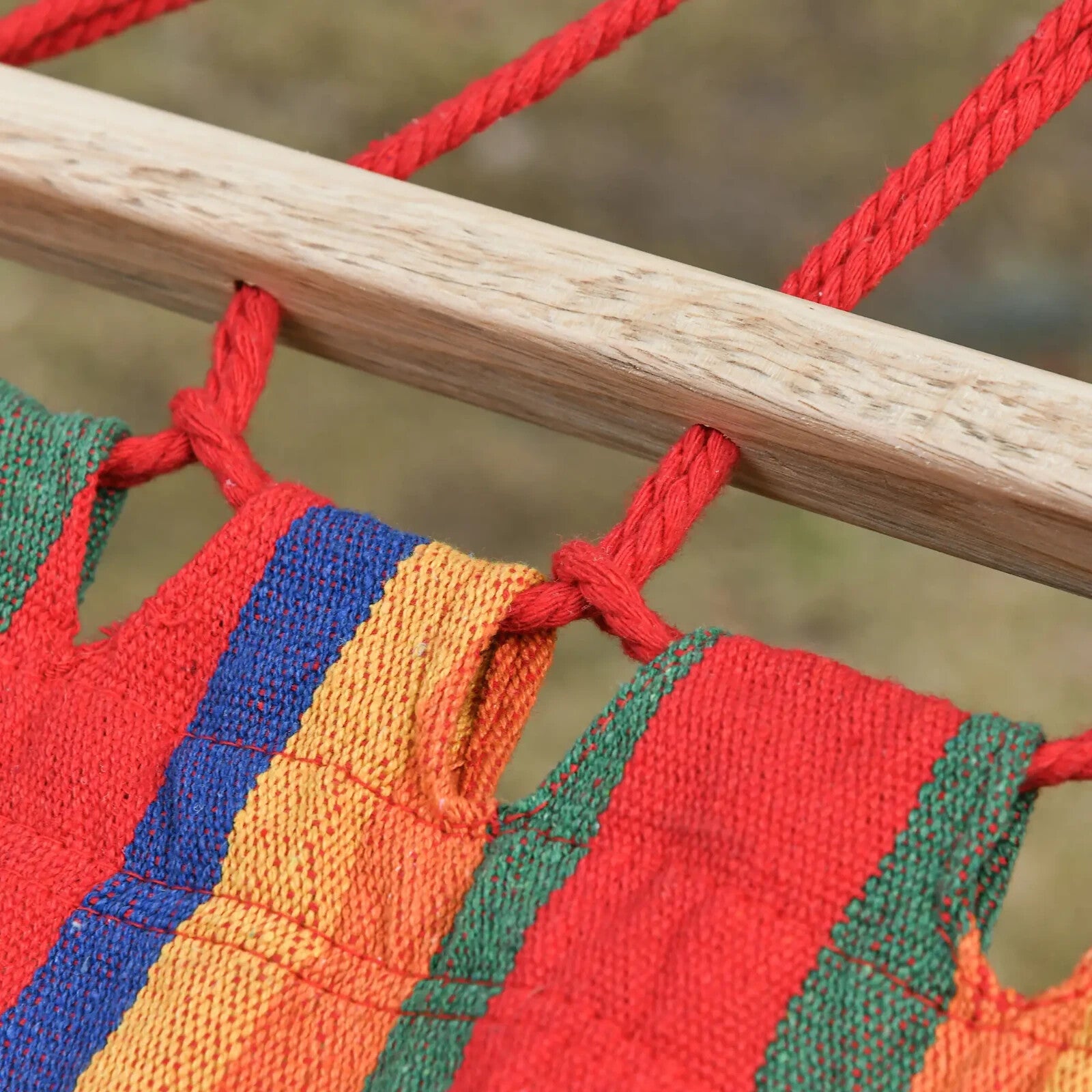 Hammock Hanging Bed Cotton Swing Rectangular with Padded Pillow Rainbow Stripe - Home and Garden Furniture Shop - #rustic - furniture#