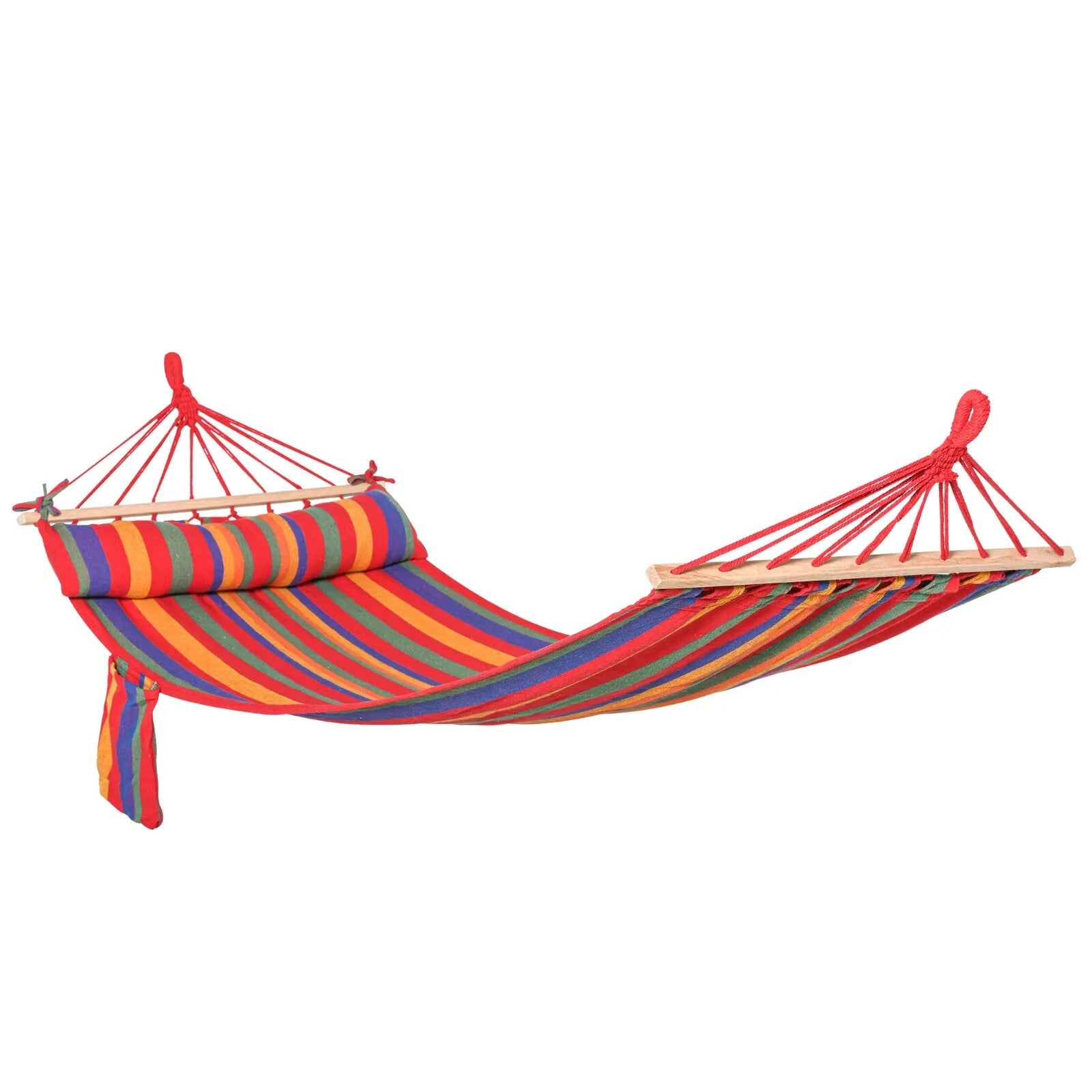 Hammock Hanging Bed Cotton Swing Rectangular with Padded Pillow Rainbow Stripe - Home and Garden Furniture Shop - #rustic - furniture#