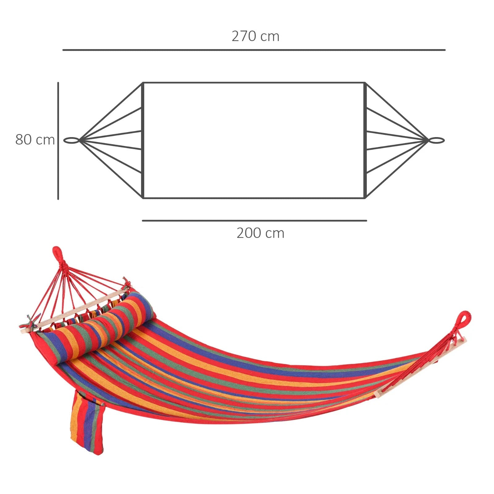 Hammock Hanging Bed Cotton Swing Rectangular with Padded Pillow Rainbow Stripe - Home and Garden Furniture Shop - #rustic - furniture#