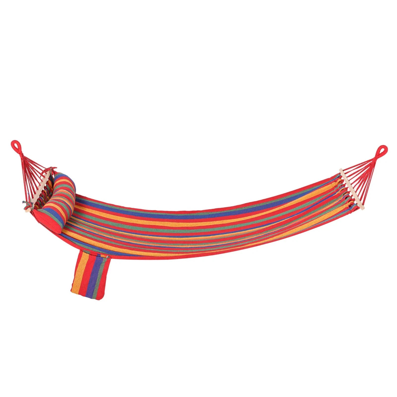 Hammock Hanging Bed Cotton Swing Rectangular with Padded Pillow Rainbow Stripe - Home and Garden Furniture Shop - #rustic - furniture#