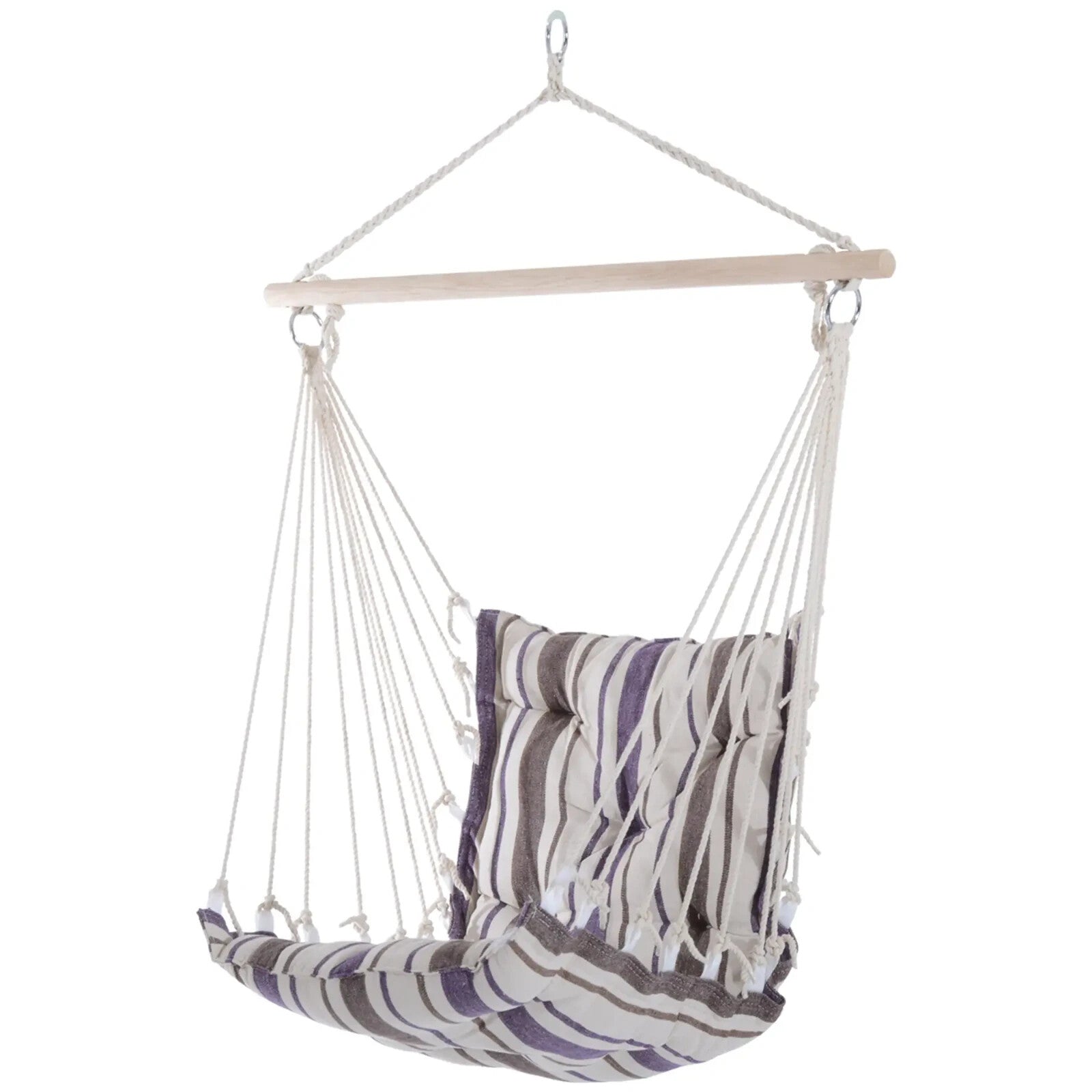 Hammock Hanging Chair Portable w/ Cushion Padded Seat & Backrest Brown Striped - Home and Garden Furniture Shop - #rustic - furniture#