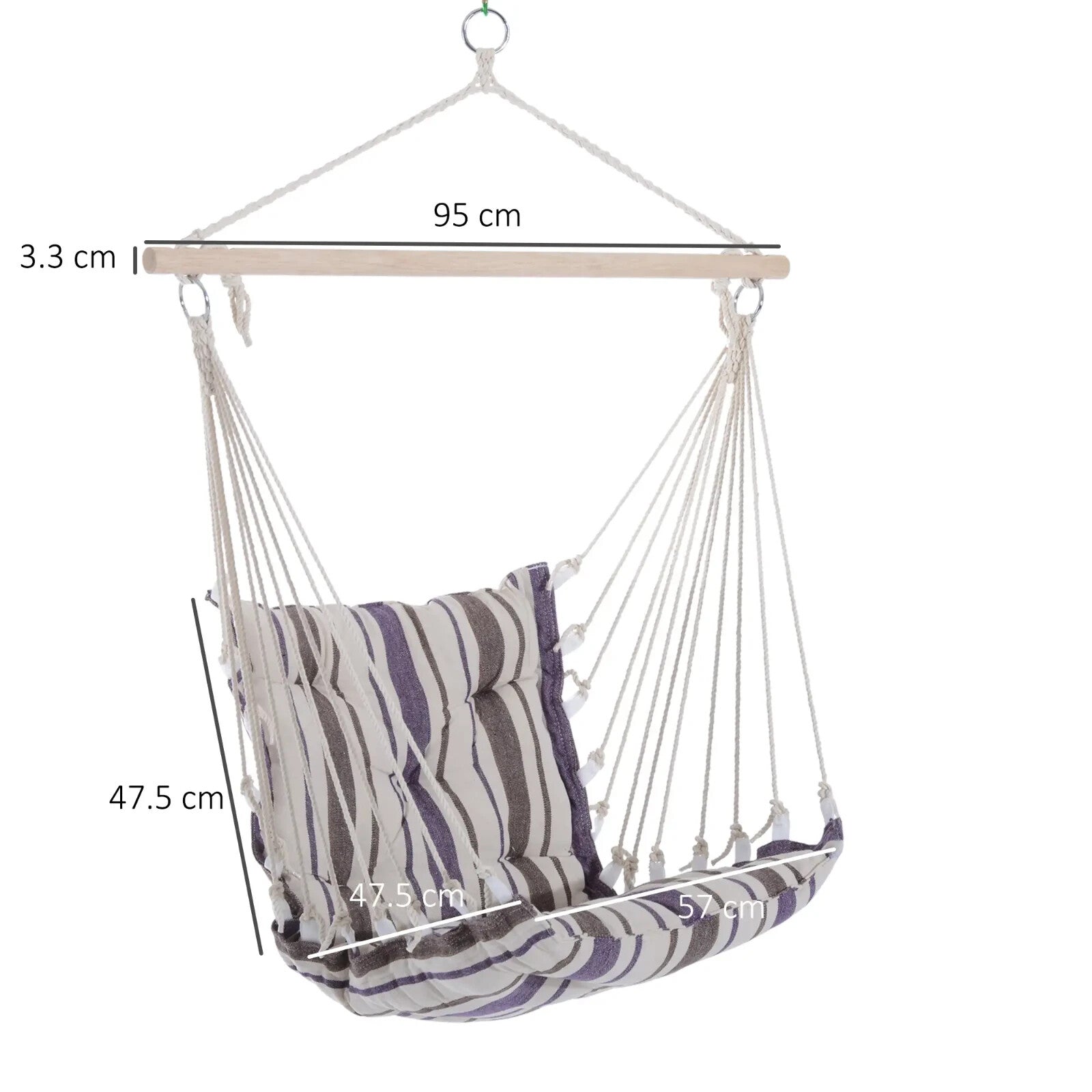 Hammock Hanging Chair Portable w/ Cushion Padded Seat & Backrest Brown Striped - Home and Garden Furniture Shop - #rustic - furniture#