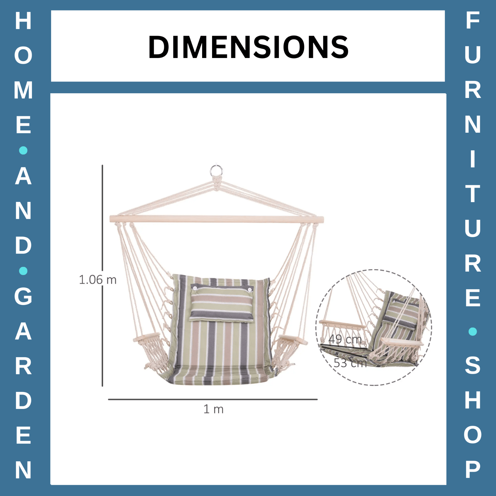Hammock Hanging Chair Thick Rope Swing with Padded Cushion Multi - Colour Stripes - Home and Garden Furniture Shop - #rustic - furniture#