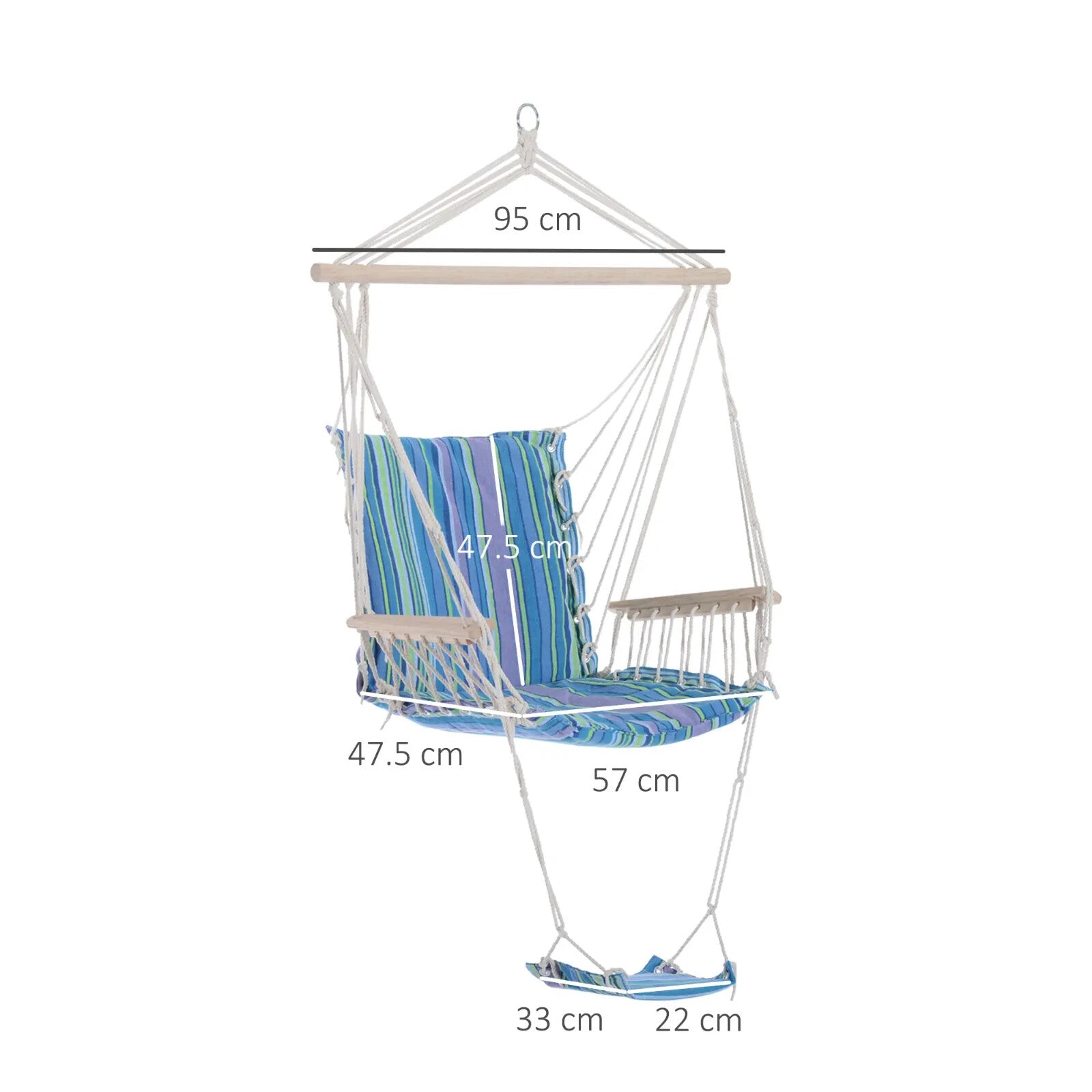 Hammock Hanging Chair with Soft Padded Cushioned Seat, Backrest & Armrests Blue - Home and Garden Furniture Shop - #rustic - furniture#