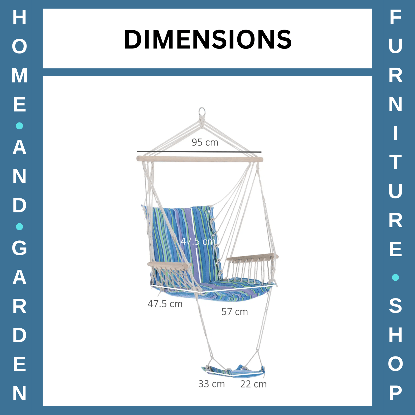 Hammock Hanging Chair with Soft Padded Cushioned Seat, Backrest & Armrests Blue - Home and Garden Furniture Shop - rustic - furniture