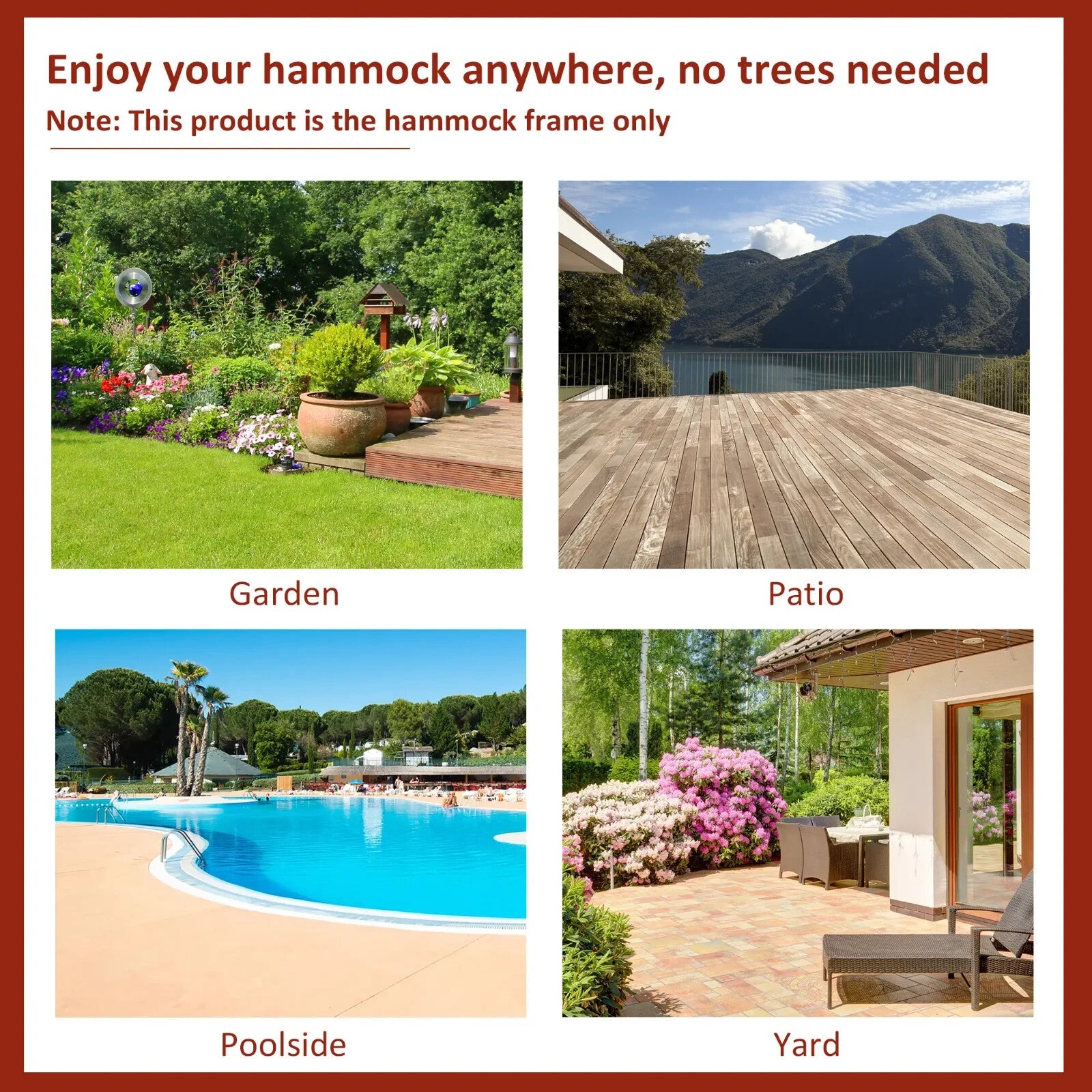 Hammock Stand Heavy Duty Metal Frame Weather - Resistant w/ 6 - Level Adjust Black - Home and Garden Furniture Shop - rustic - furniture