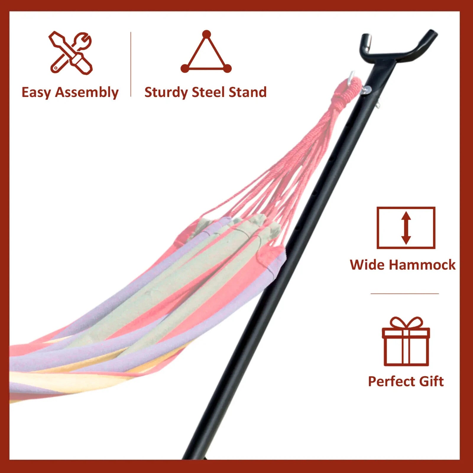 Hammock Stand Heavy Duty Metal Frame Weather - Resistant w/ 6 - Level Adjust Black - Home and Garden Furniture Shop - #rustic - furniture#