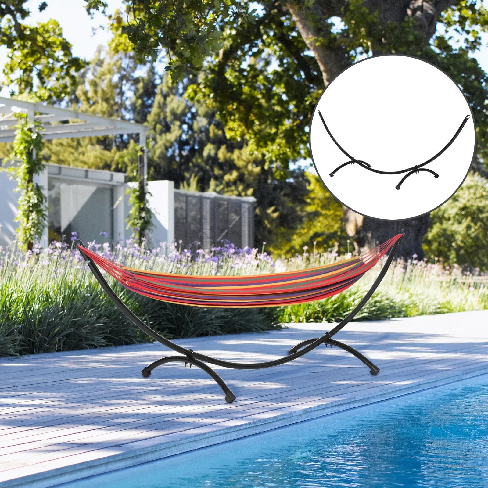 Hammock Stand Powder Coated Metal Frame 'U' Shaped with Non - Slip Feet Black - Home and Garden Furniture Shop - #rustic - furniture#