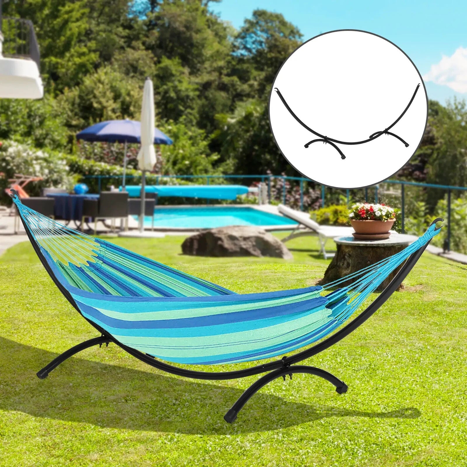 Hammock Stand Powder Coated Metal Frame 'U' Shaped with Non - Slip Feet Black - Home and Garden Furniture Shop - #rustic - furniture#